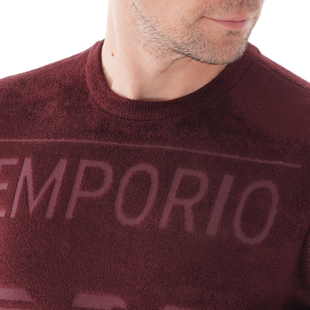 Emporio Armani Chenille Sweater Maxi Logo - Rosso