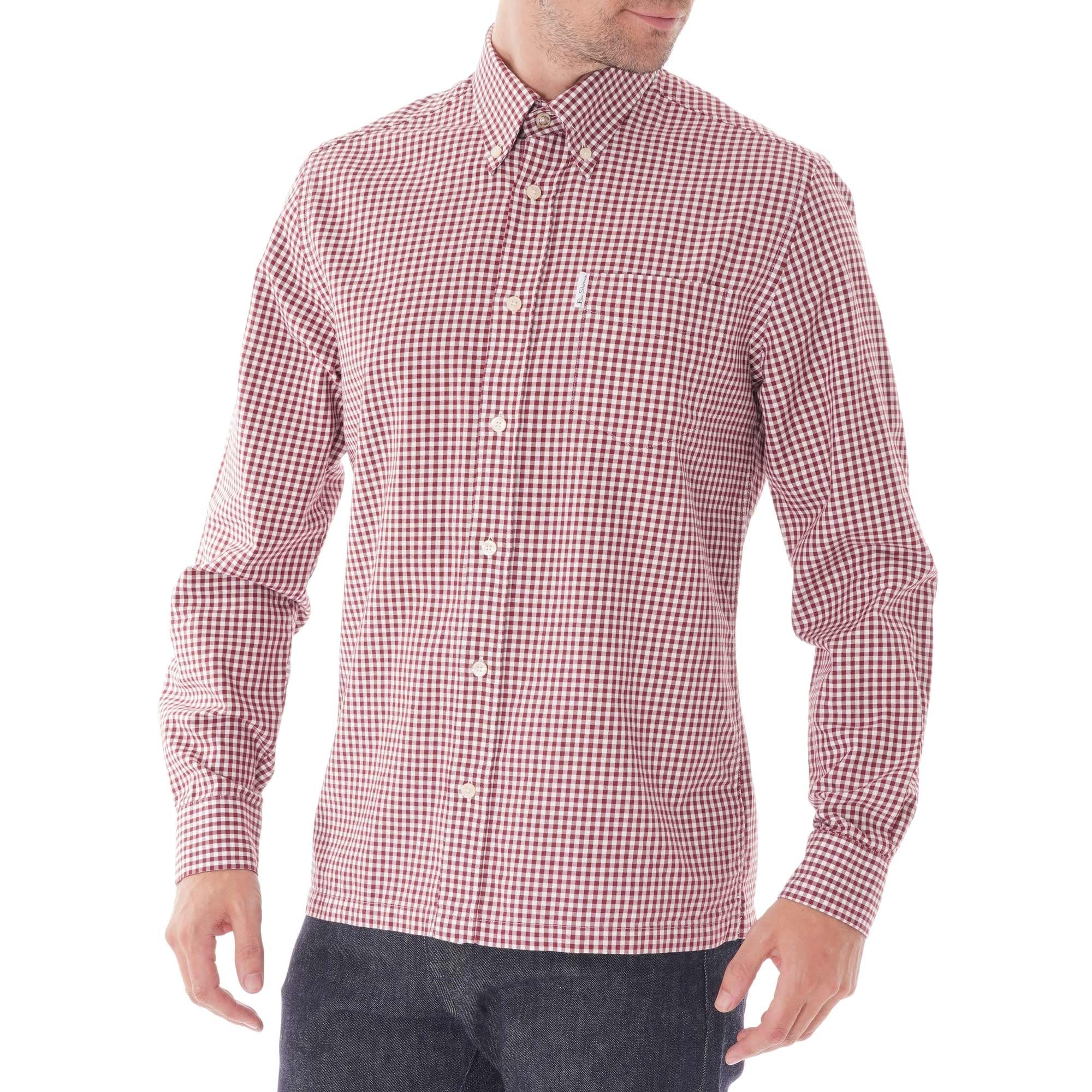 Ben Sherman Long Sleeve Check Gingham Shirt - Wine