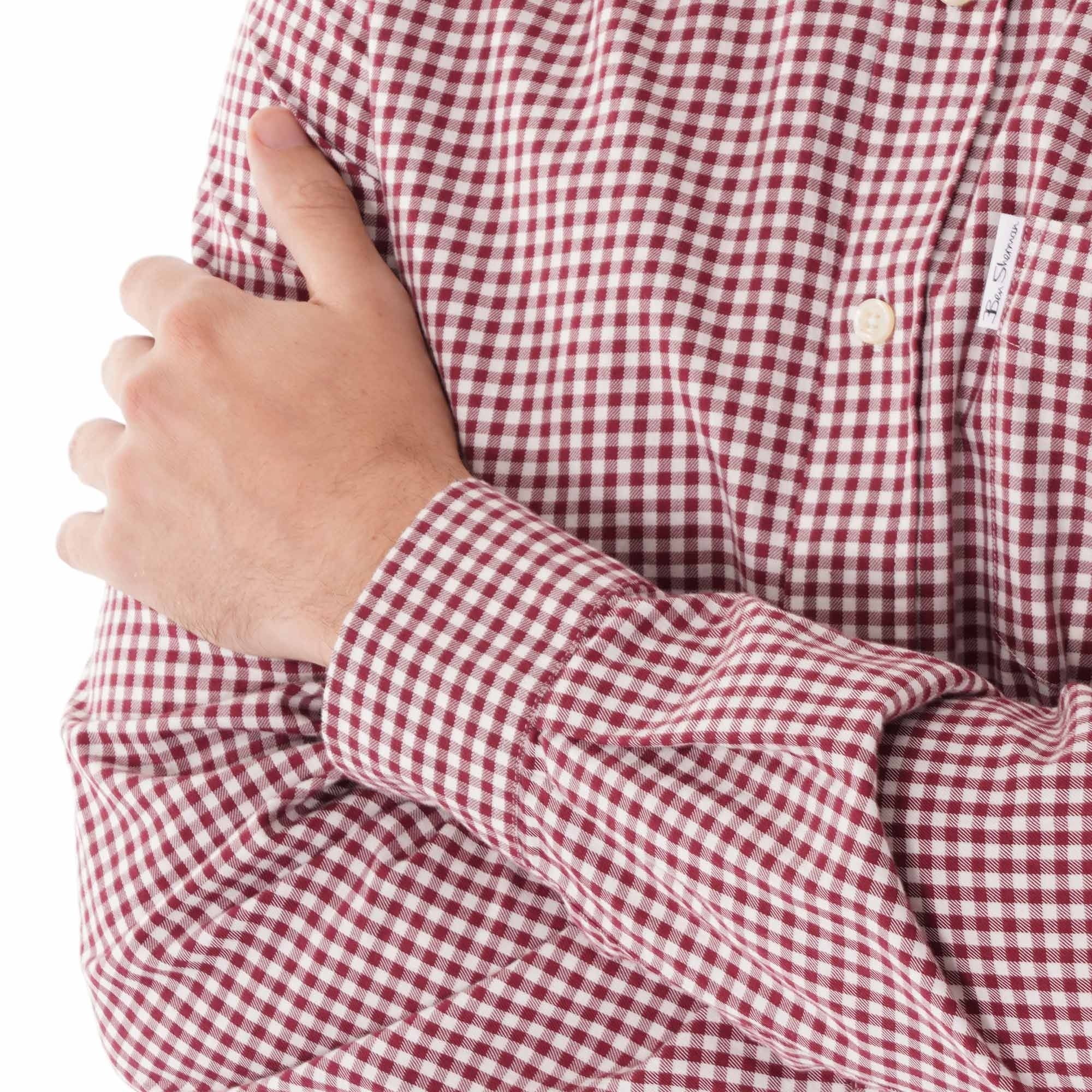 Ben Sherman Long Sleeve Check Gingham Shirt - Wine