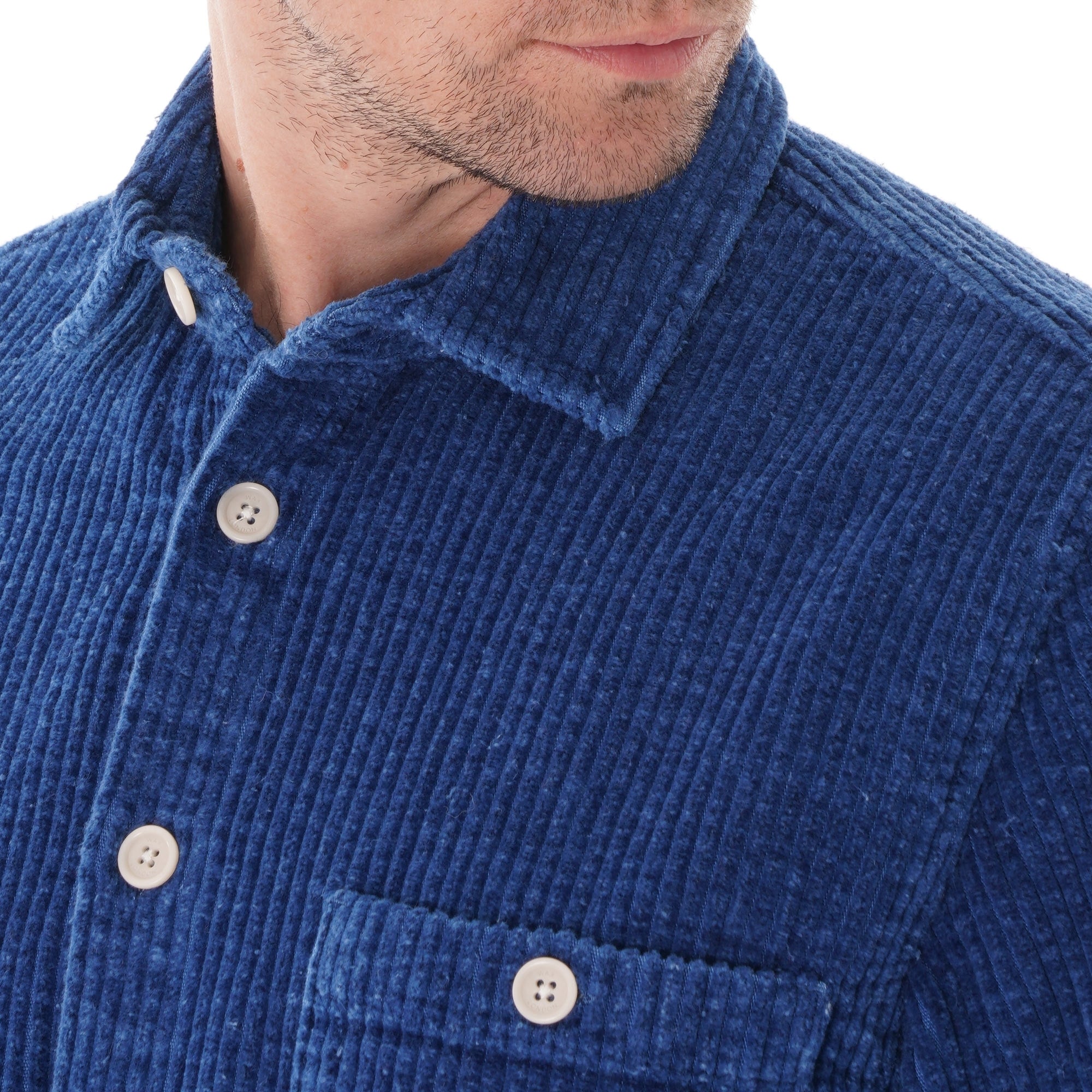 Wax London Whiting Jumbo Cord Shirt - Indigo