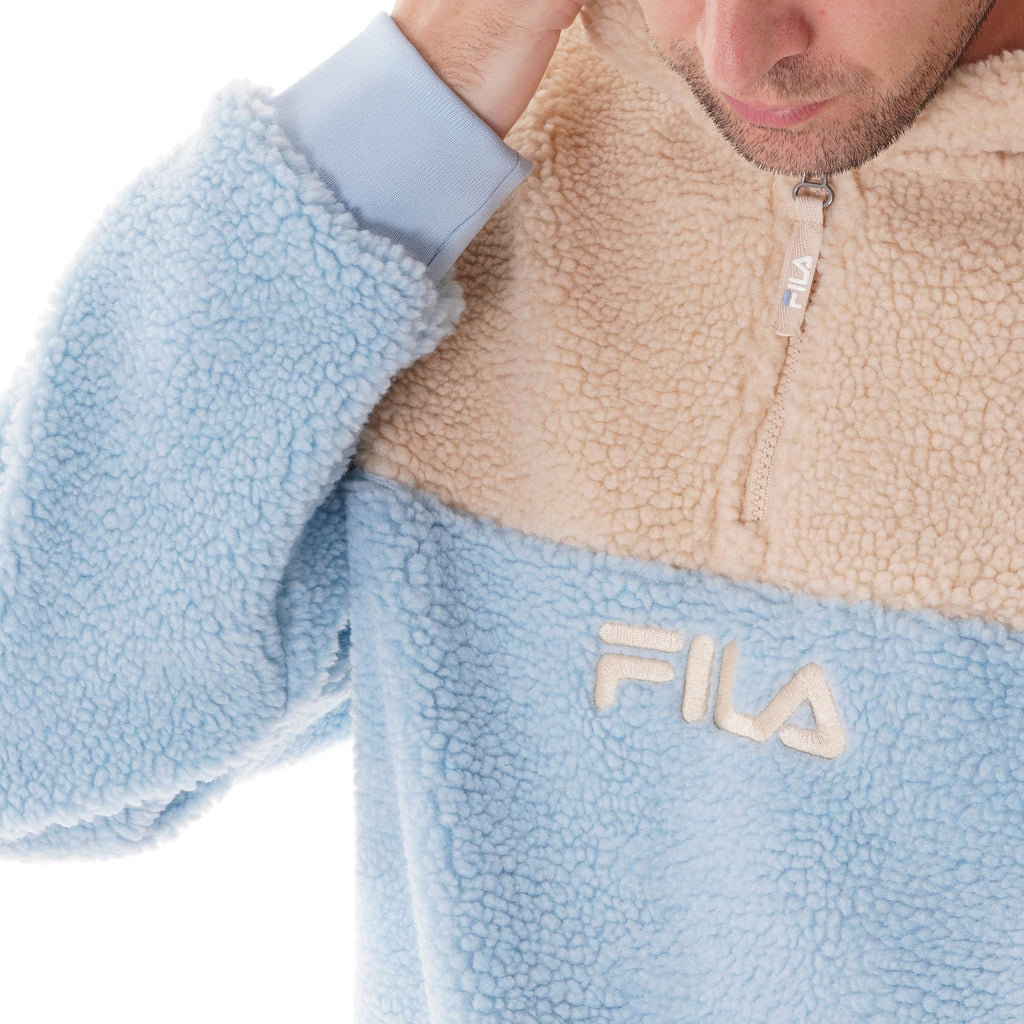 Fila Vintage Bruno 1/2 Zip Sherpa Hoodie  - Bleached Sand