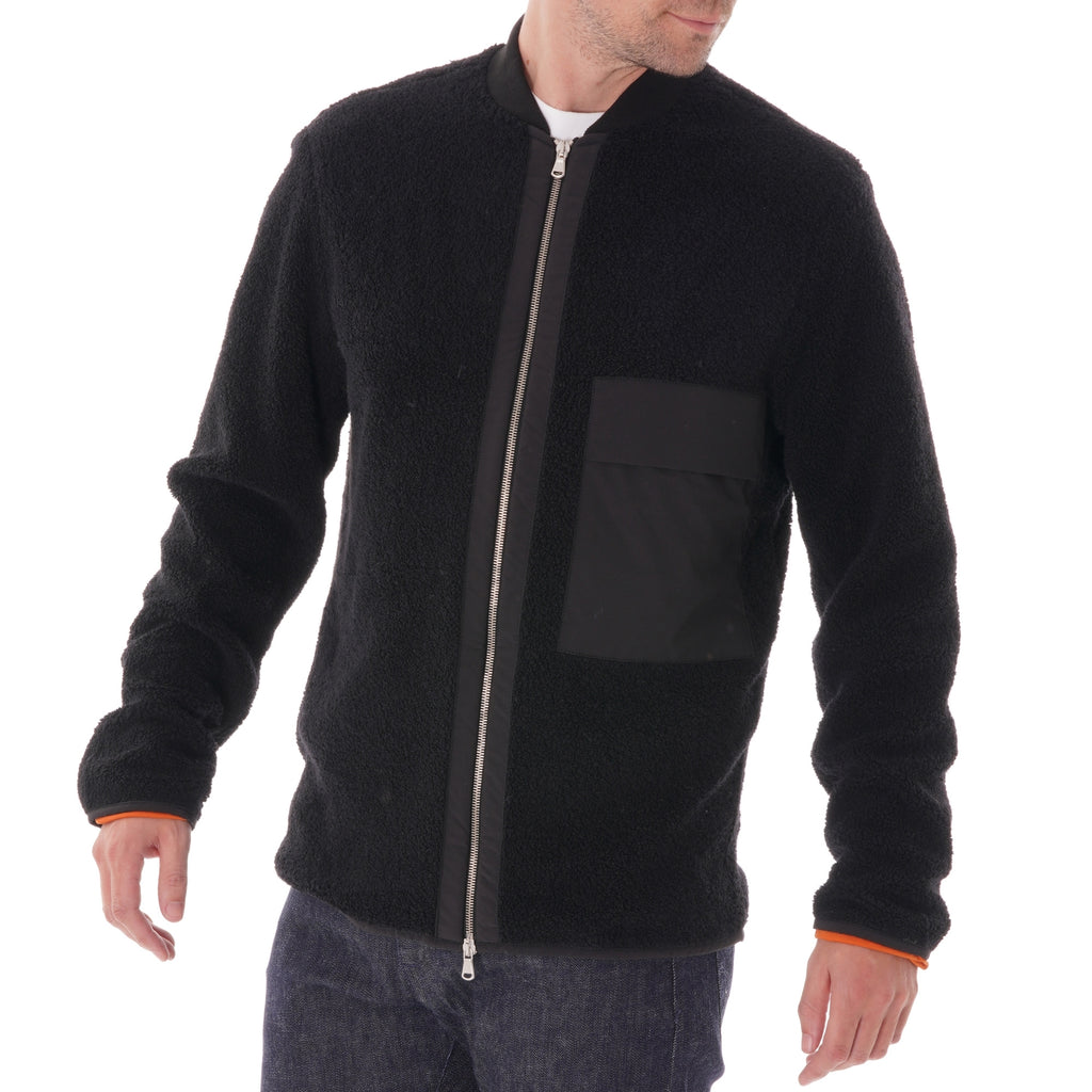 Wax London Fjallen Bomber Jacket Teddy - Black