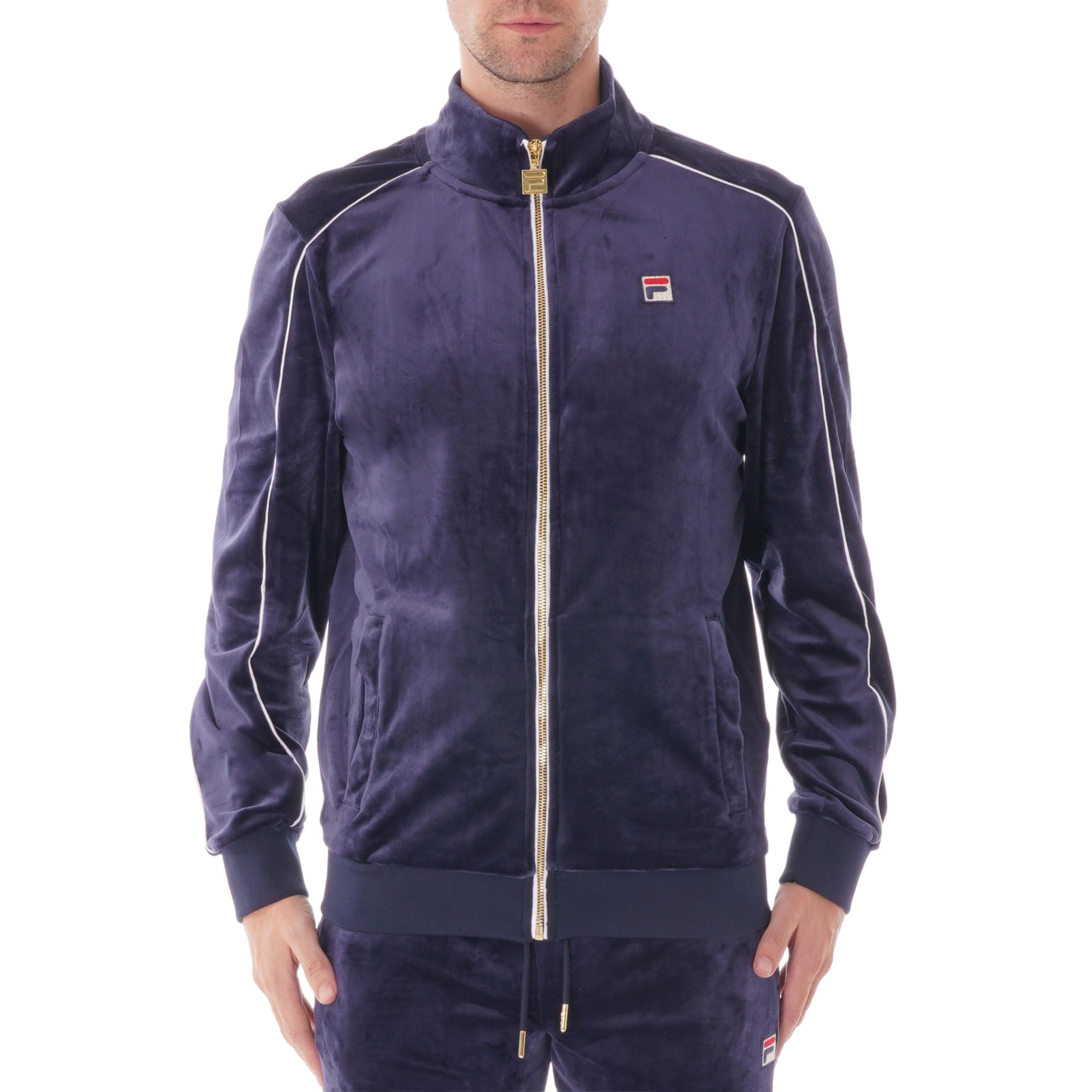Fila Vintage Velour Lineker Track Top - Peacoat & White