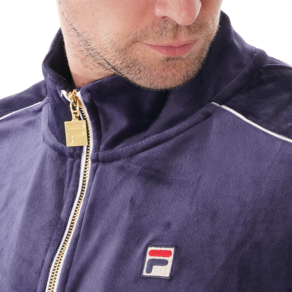 Fila Vintage Velour Lineker Track Top - Peacoat & White