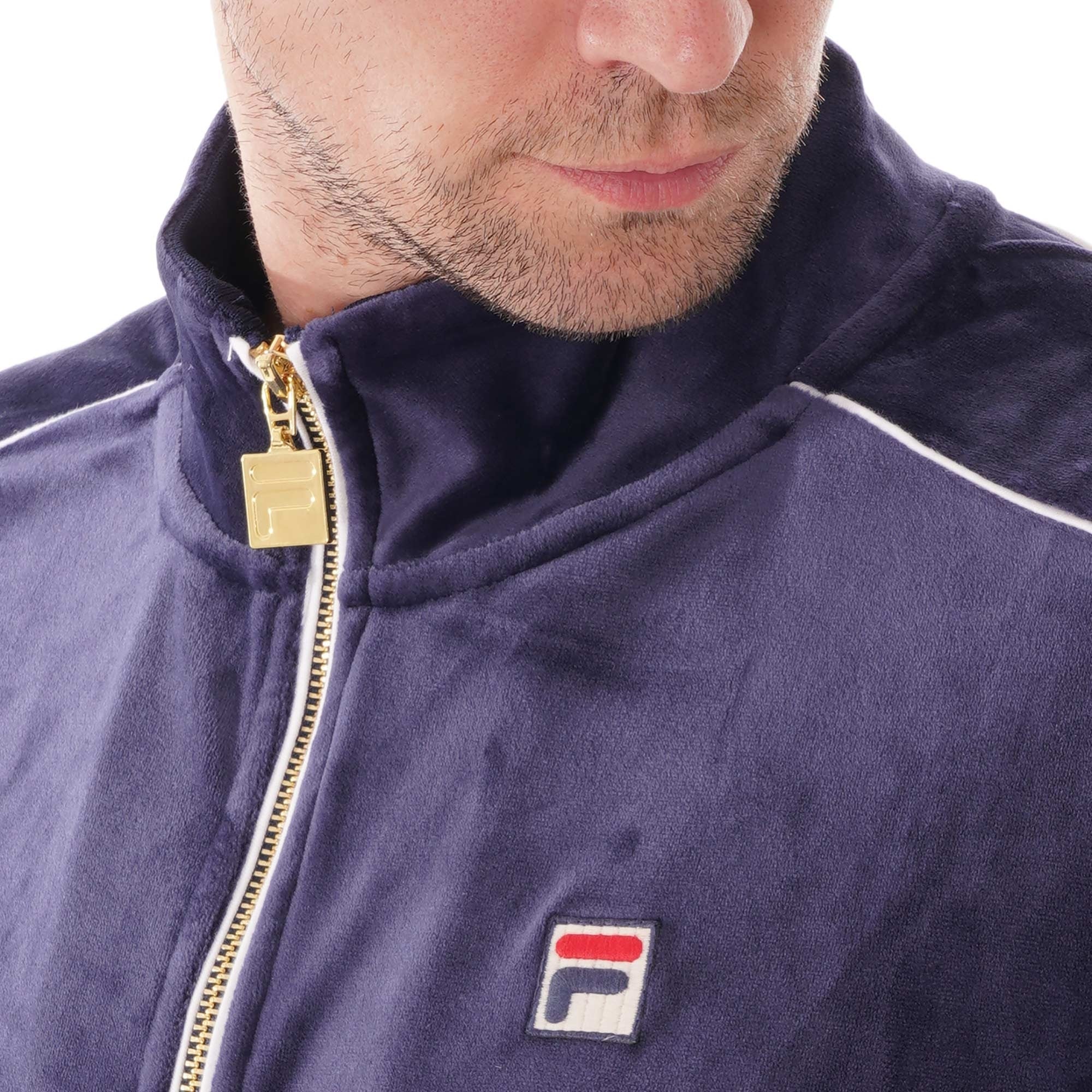 Fila Vintage Velour Lineker Track Top - Peacoat & White