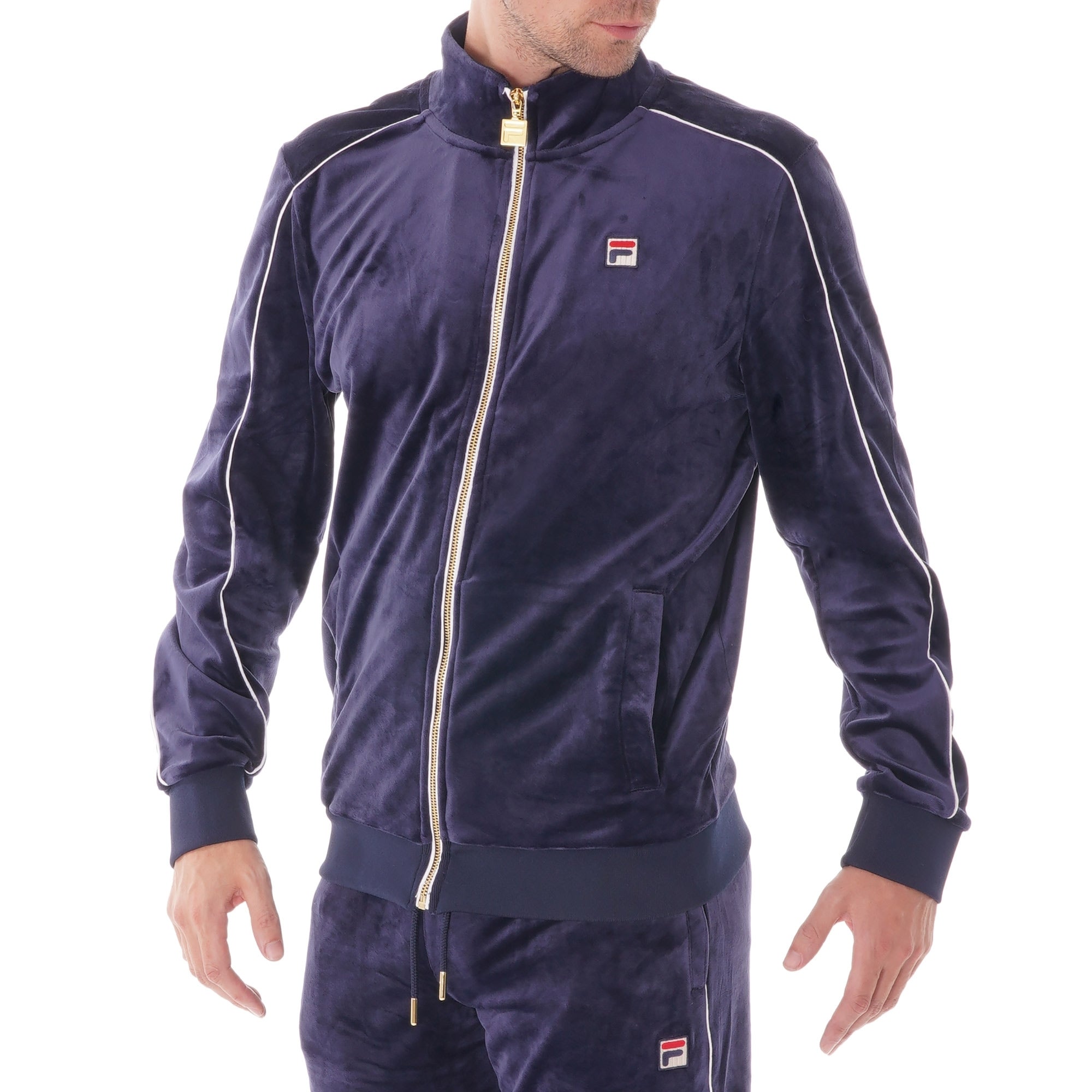 Fila Vintage Velour Lineker Track Top - Peacoat & White