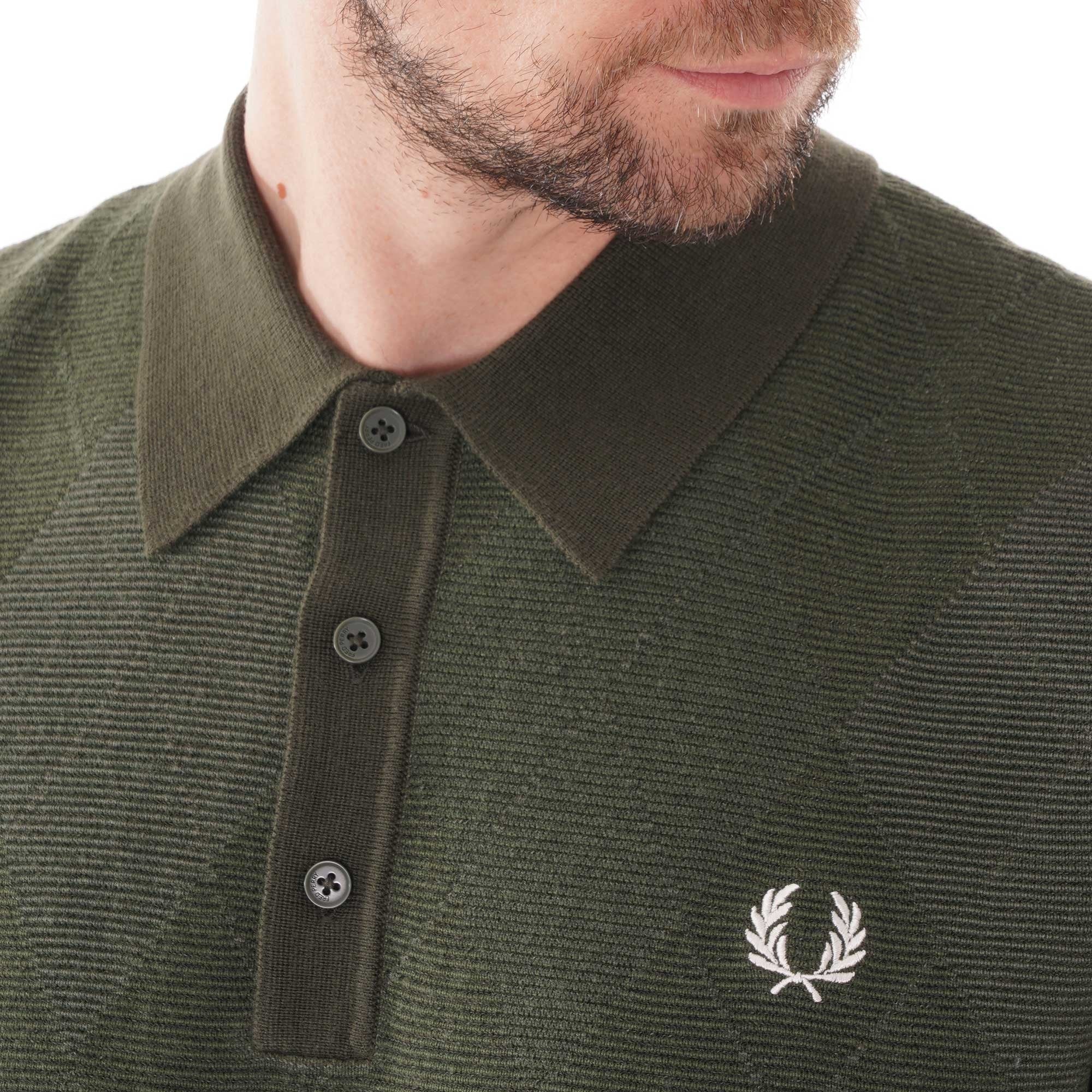 Fred Perry Argyle Knitted Polo Shirt - Hunting Green