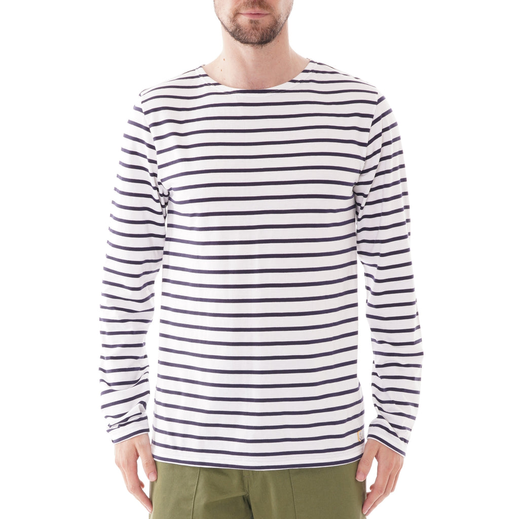 Armor Lux Long Sleeve Stripe T-shirt - White and Navy