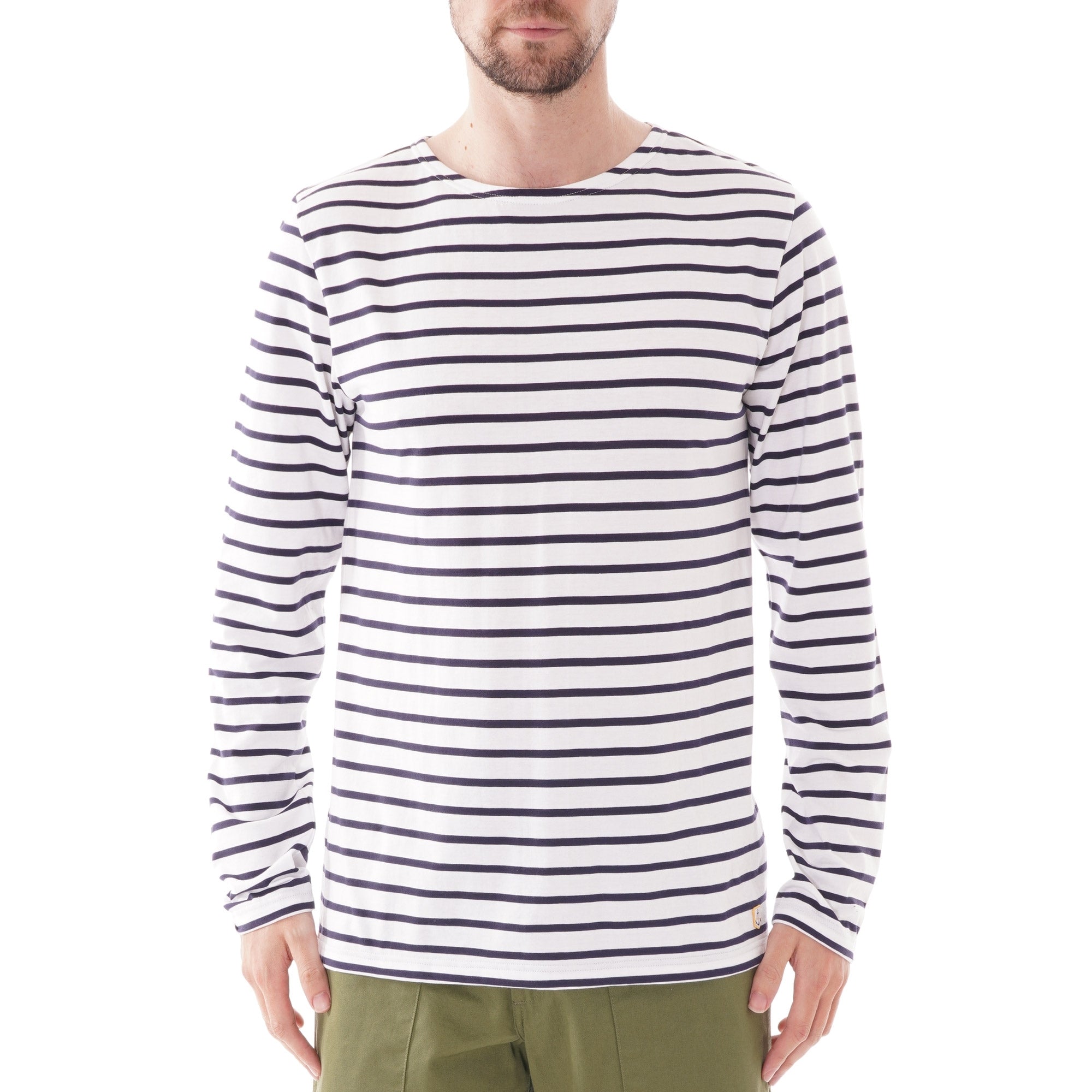 Armor Lux Long Sleeve Stripe T-shirt - White and Navy