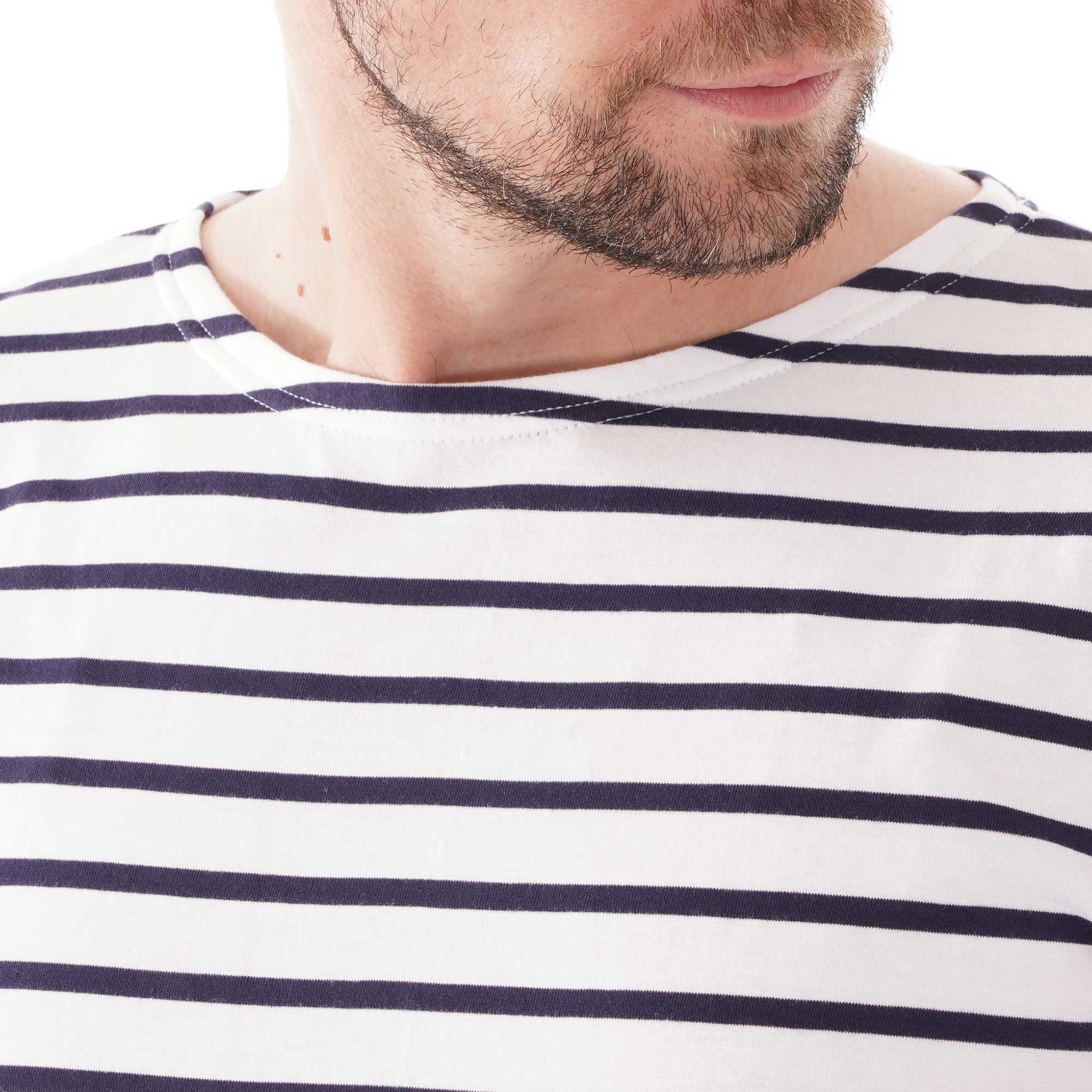 Armor Lux Long Sleeve Stripe T-shirt - White and Navy