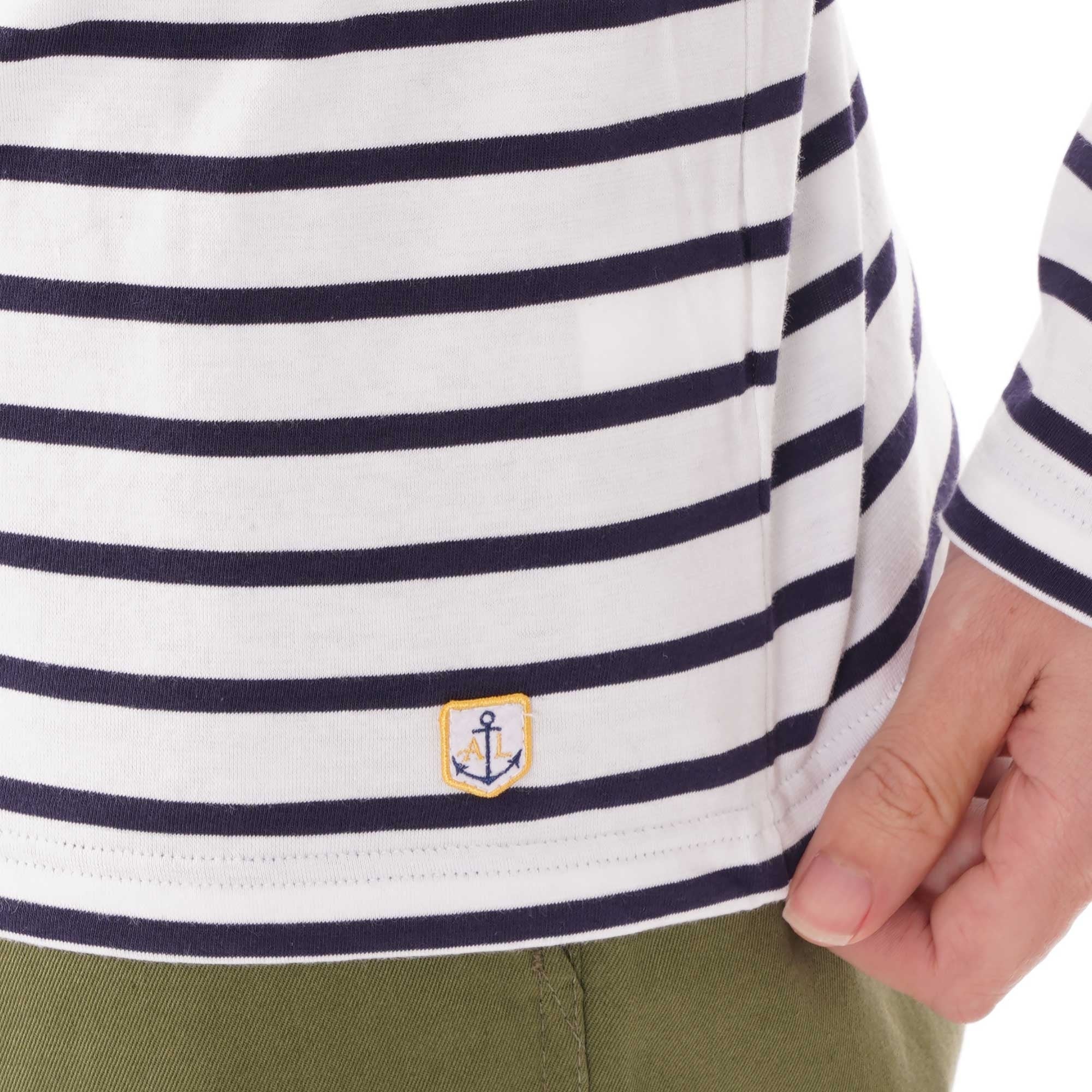 Armor Lux Long Sleeve Stripe T-shirt - White and Navy
