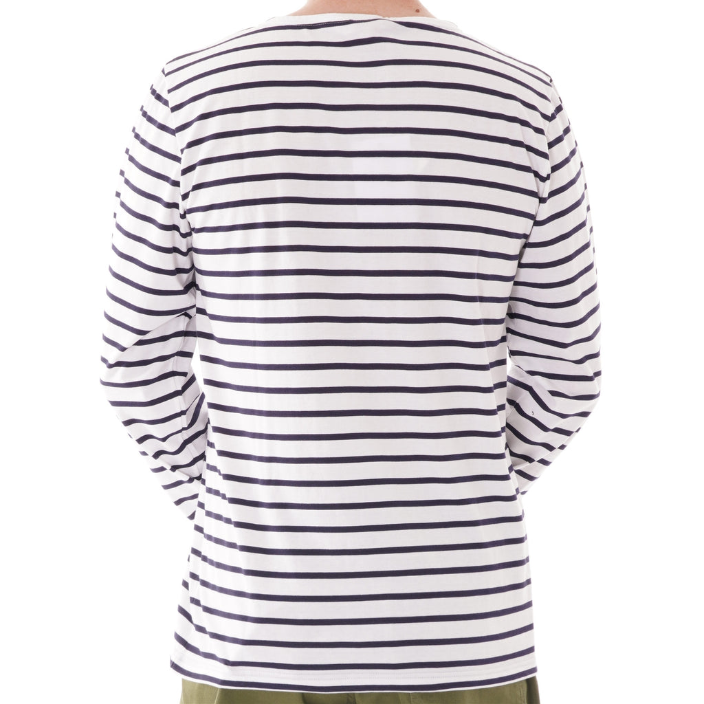 Armor Lux Long Sleeve Stripe T-shirt - White and Navy