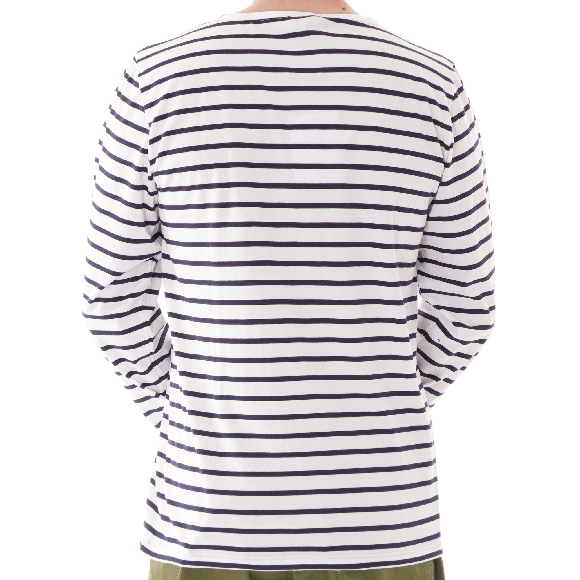 Armor Lux Long Sleeve Stripe T-shirt - White and Navy