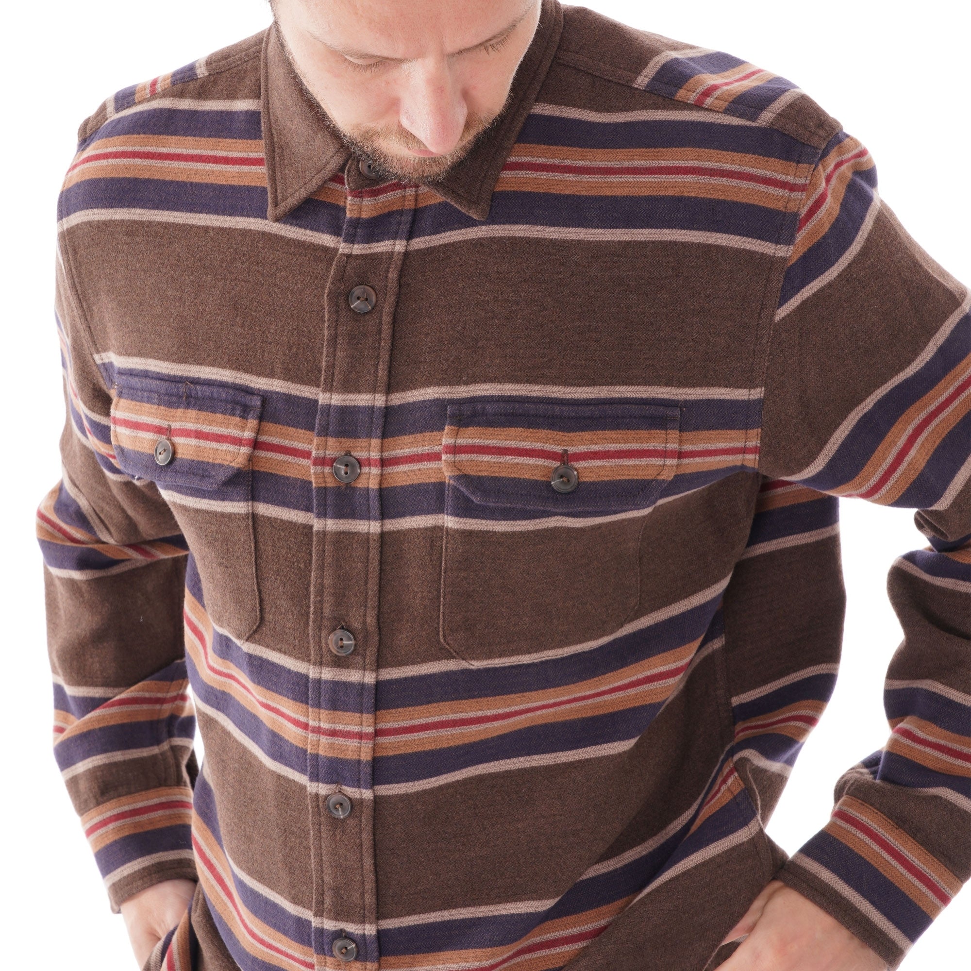 Pendleton Woolen Mills Blanket Stripe Flannel Shirt - Brown Stripe