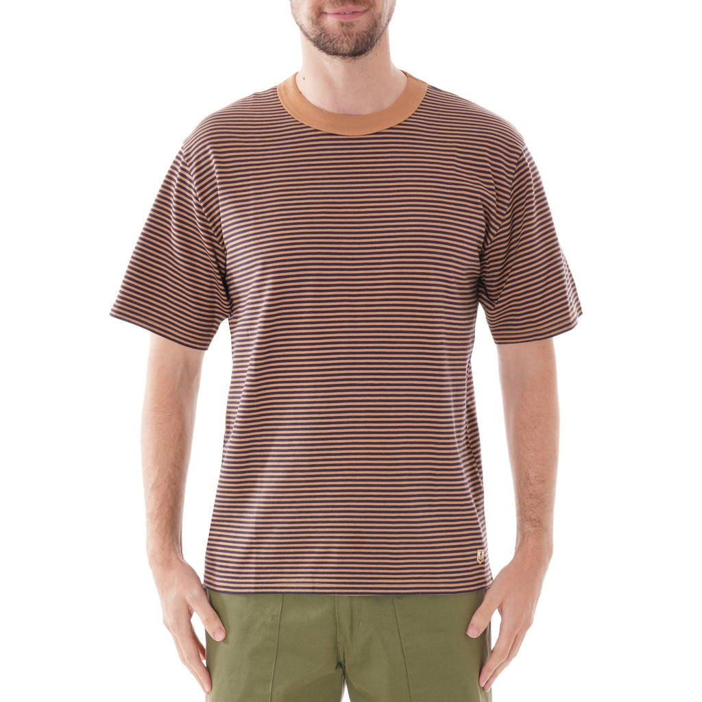 Armor Lux MC Raye Stripe Tee - Navy and Orange
