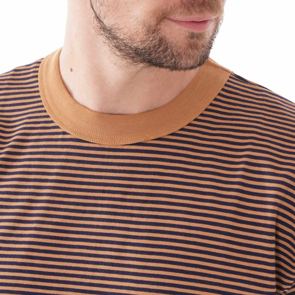 Armor Lux MC Raye Stripe Tee - Navy and Orange