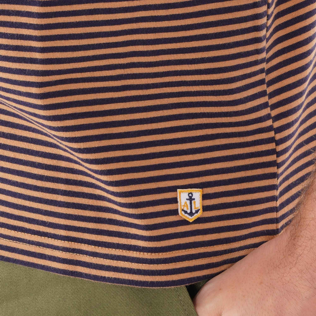 Armor Lux MC Raye Stripe Tee - Navy and Orange