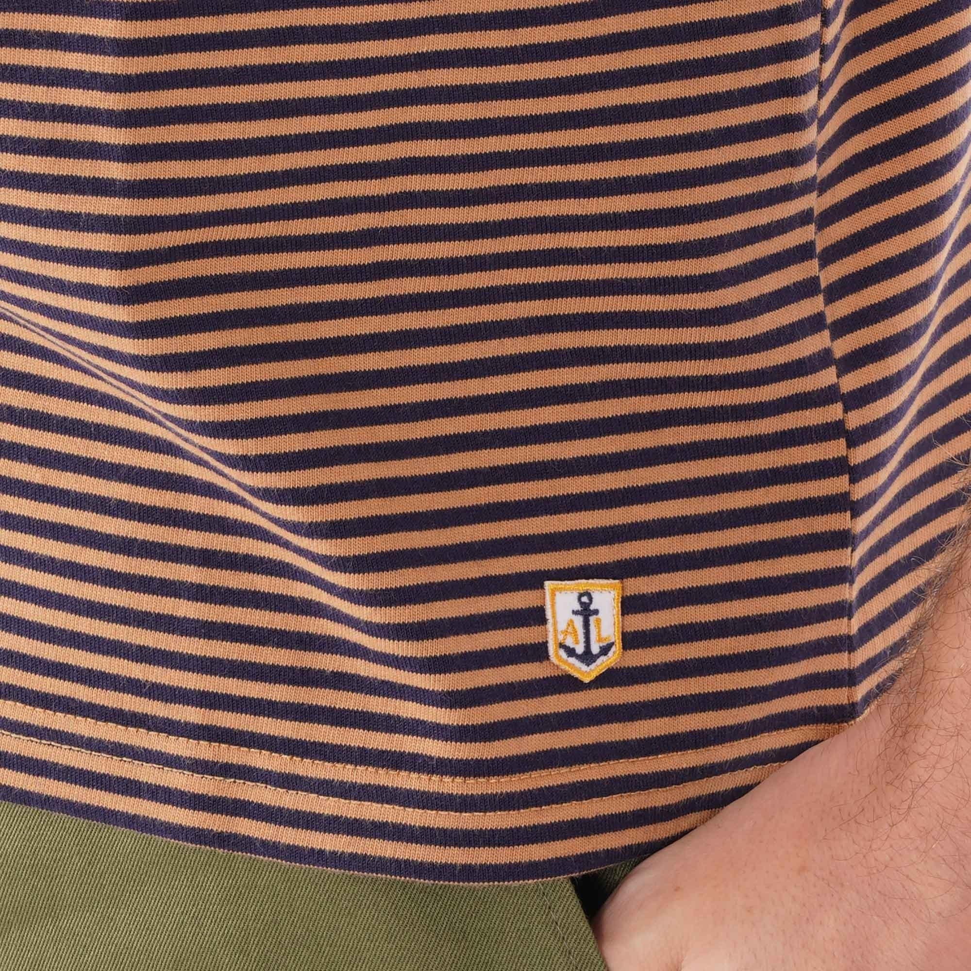 Armor Lux MC Raye Stripe Tee - Navy and Orange