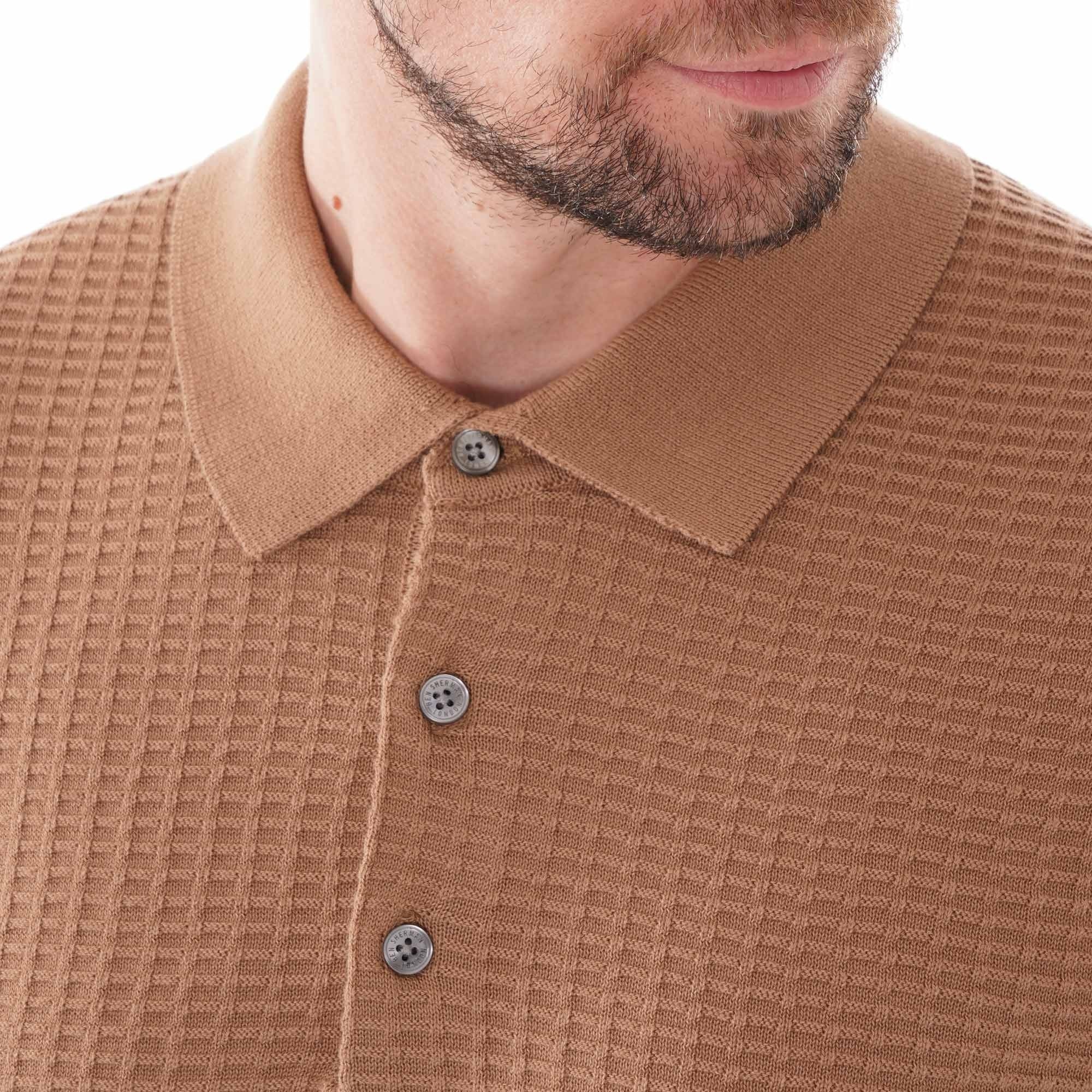 Ben Sherman Tonal Texture Polo - Camel