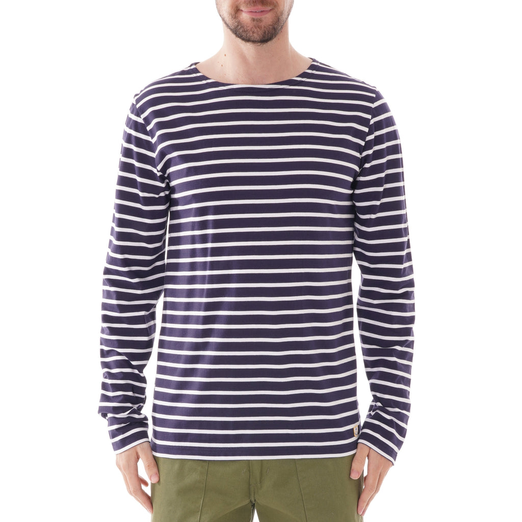Armor Lux Long Sleeve Stripe T-shirt - Navy and White
