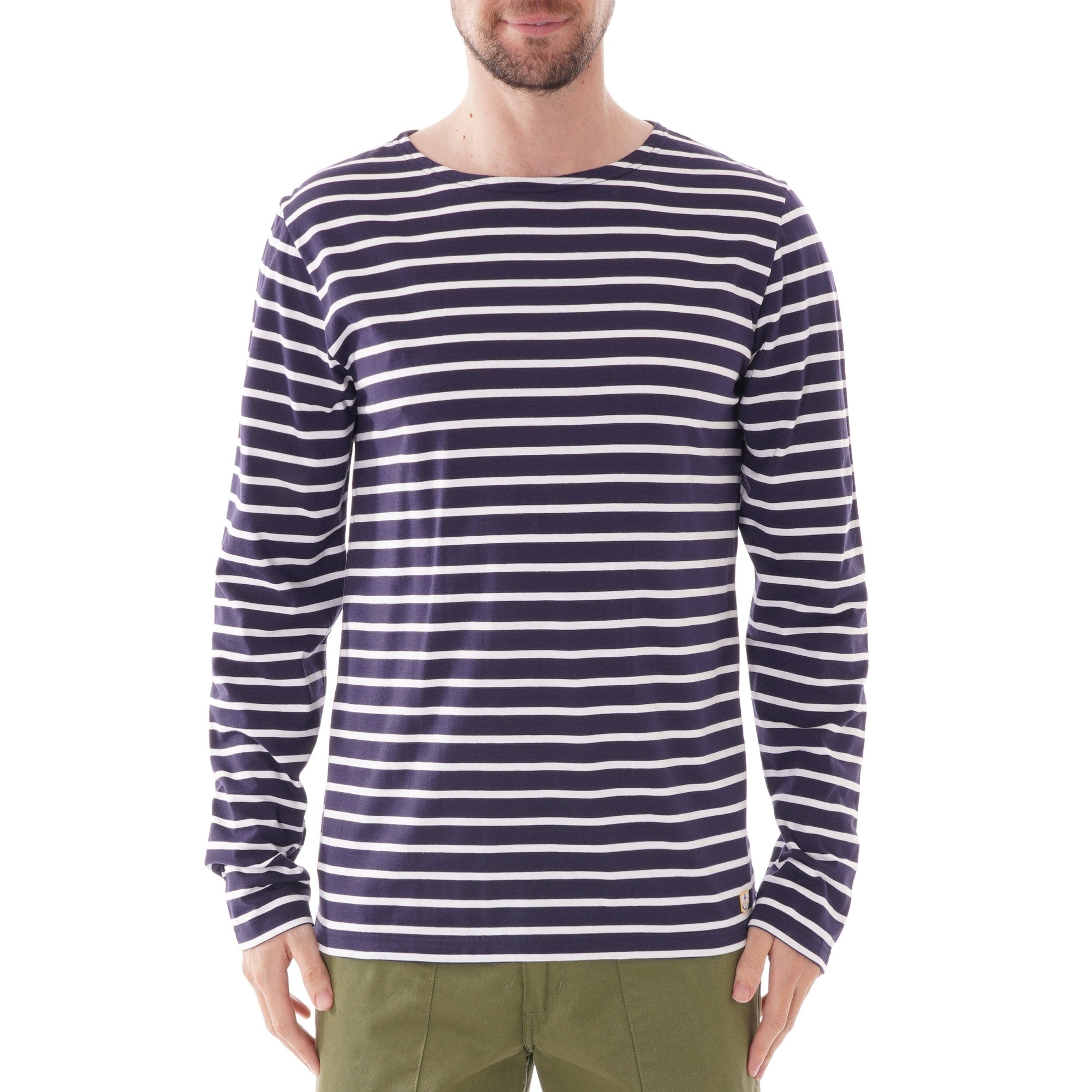 Armor Lux Long Sleeve Stripe T-shirt - Navy and White
