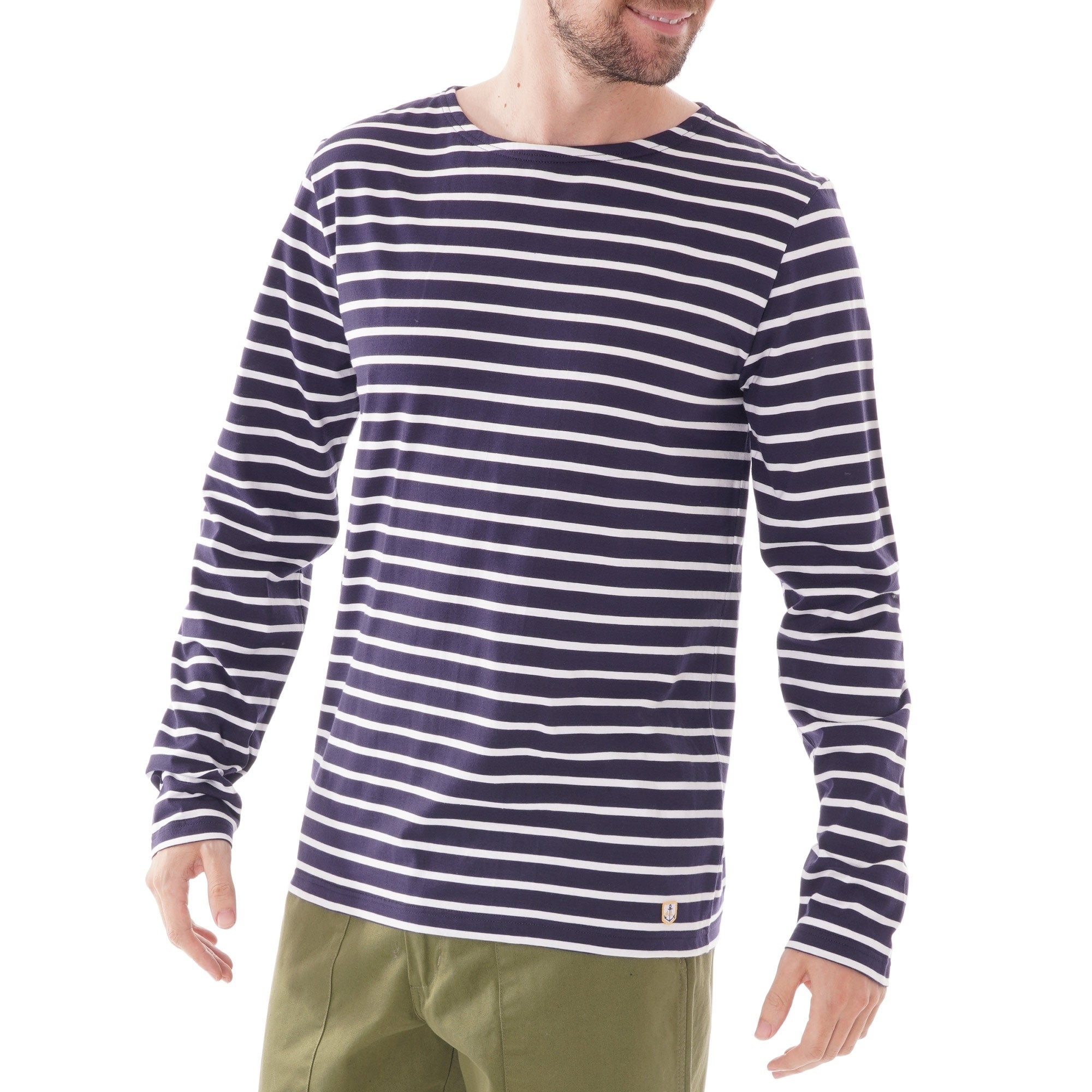 Armor Lux Long Sleeve Stripe T-shirt - Navy and White
