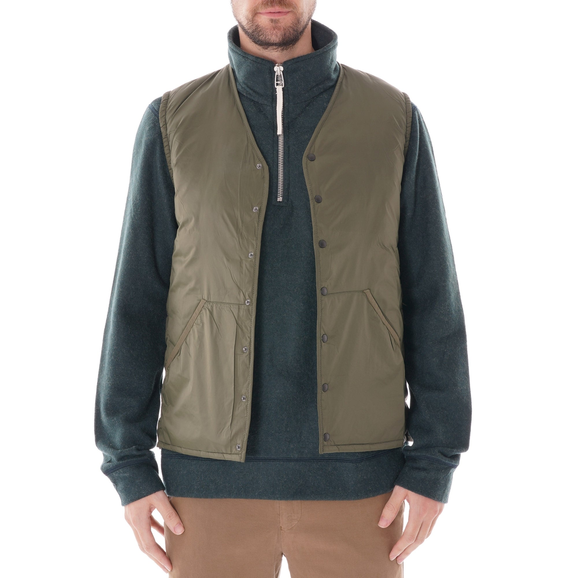 Barbour Collarless Baffle Gilet - Olive