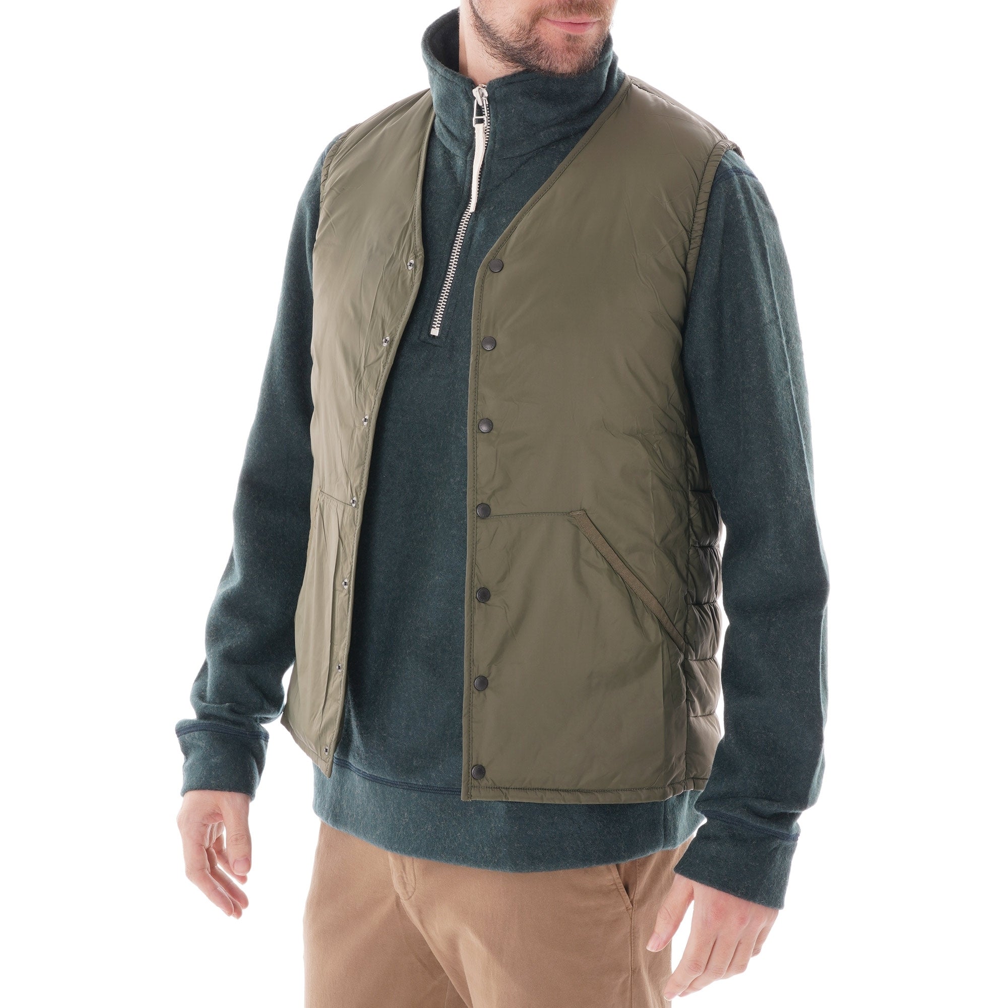Barbour Collarless Baffle Gilet - Olive