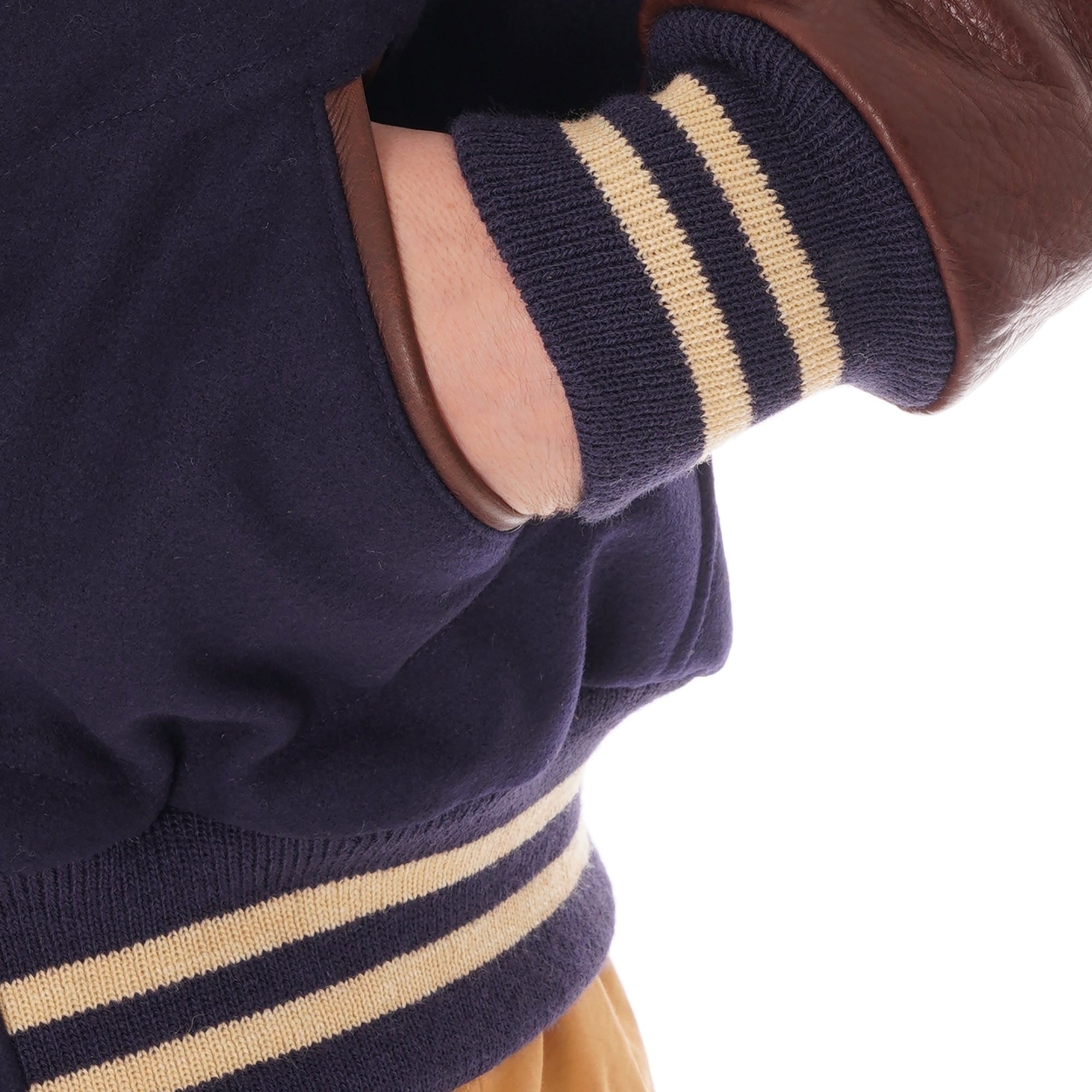 Golden Bear Varsity Jacket - Navy & Brown