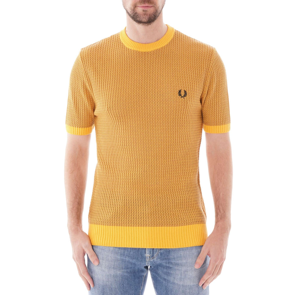 Fred Perry Reissues Texture Knit Crew - Citrus Yellow