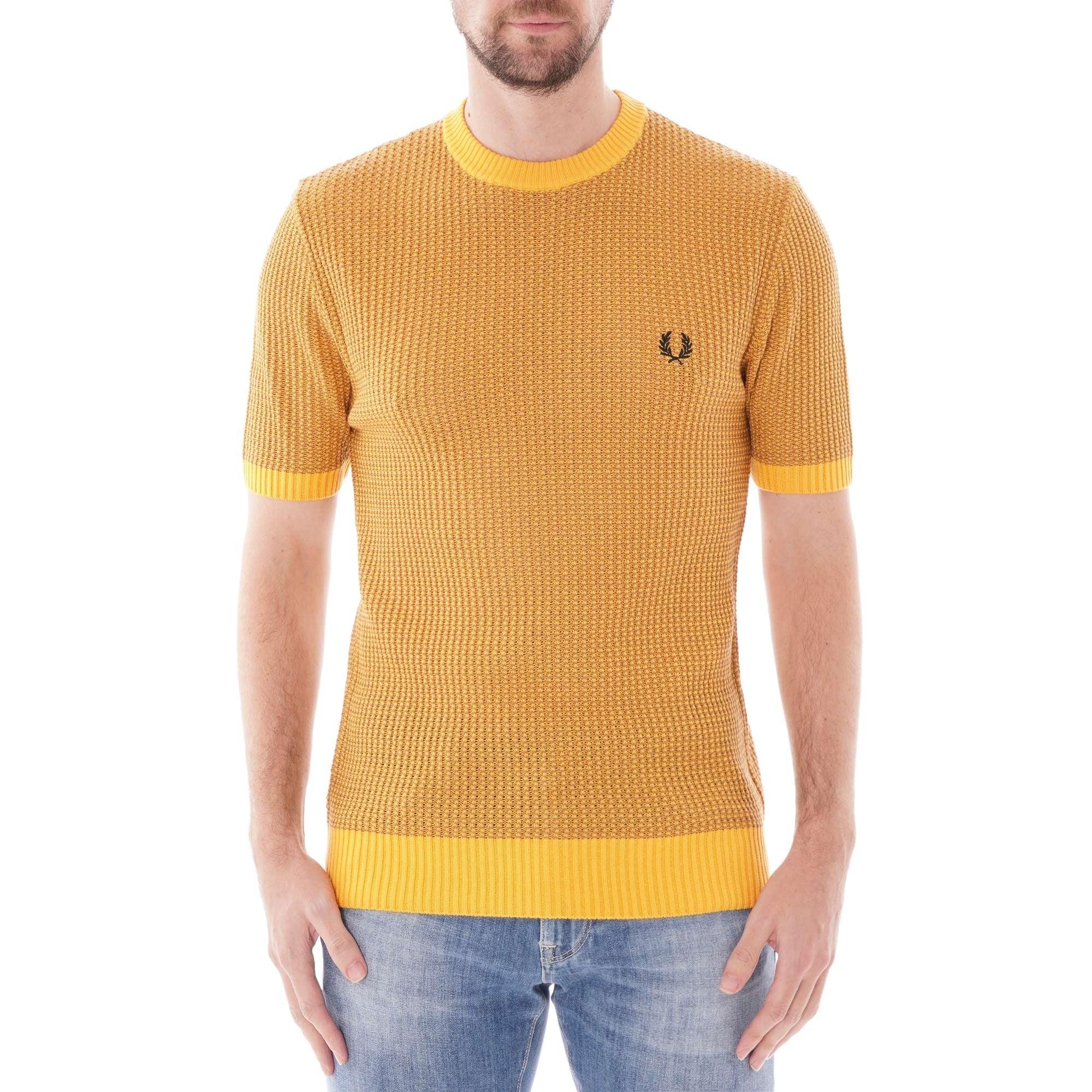 Fred Perry Reissues Texture Knit Crew - Citrus Yellow