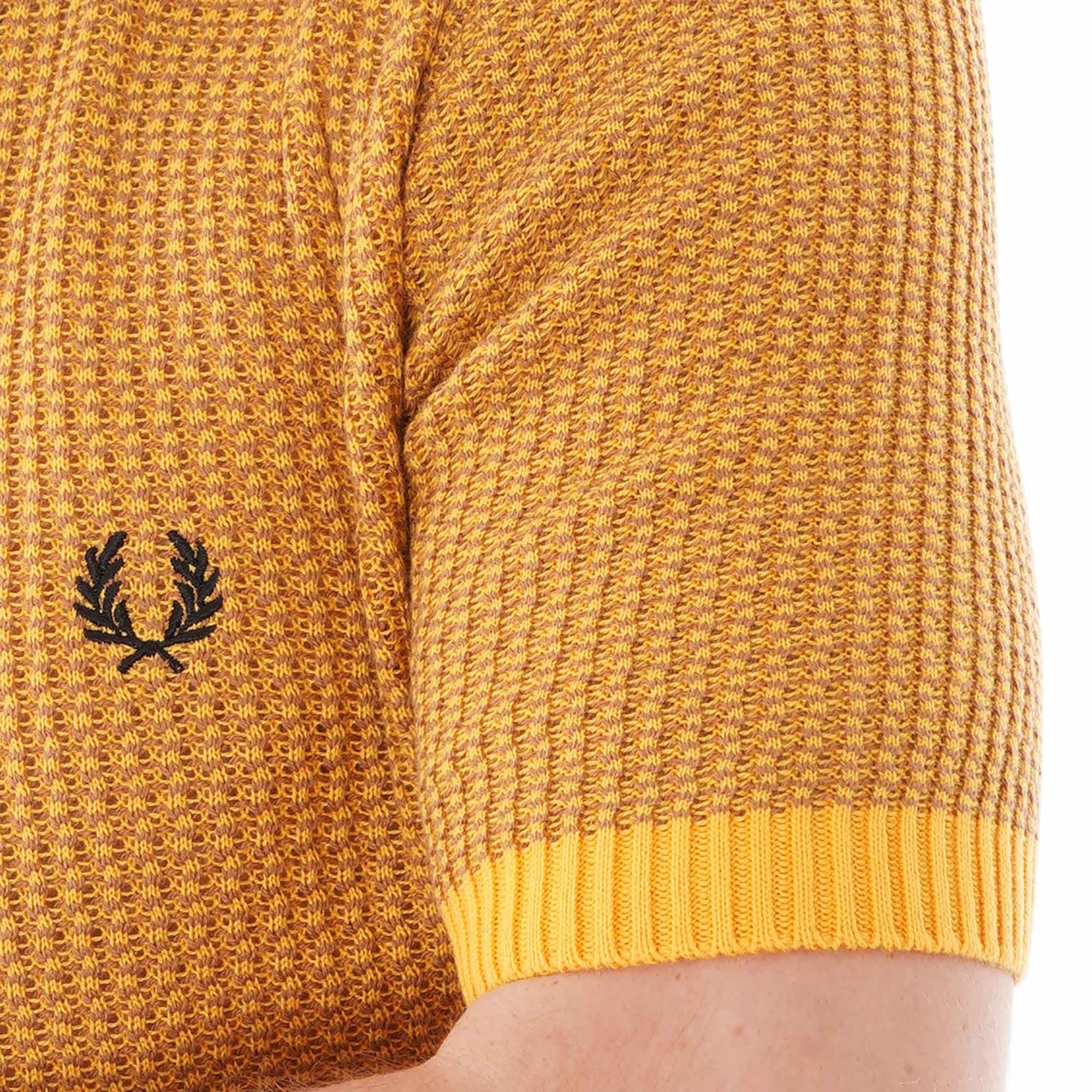 Fred Perry Reissues Texture Knit Crew - Citrus Yellow