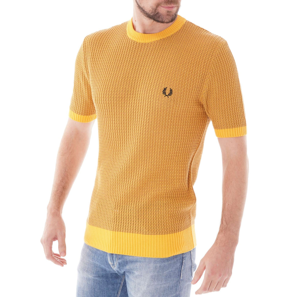 Fred Perry Reissues Texture Knit Crew - Citrus Yellow