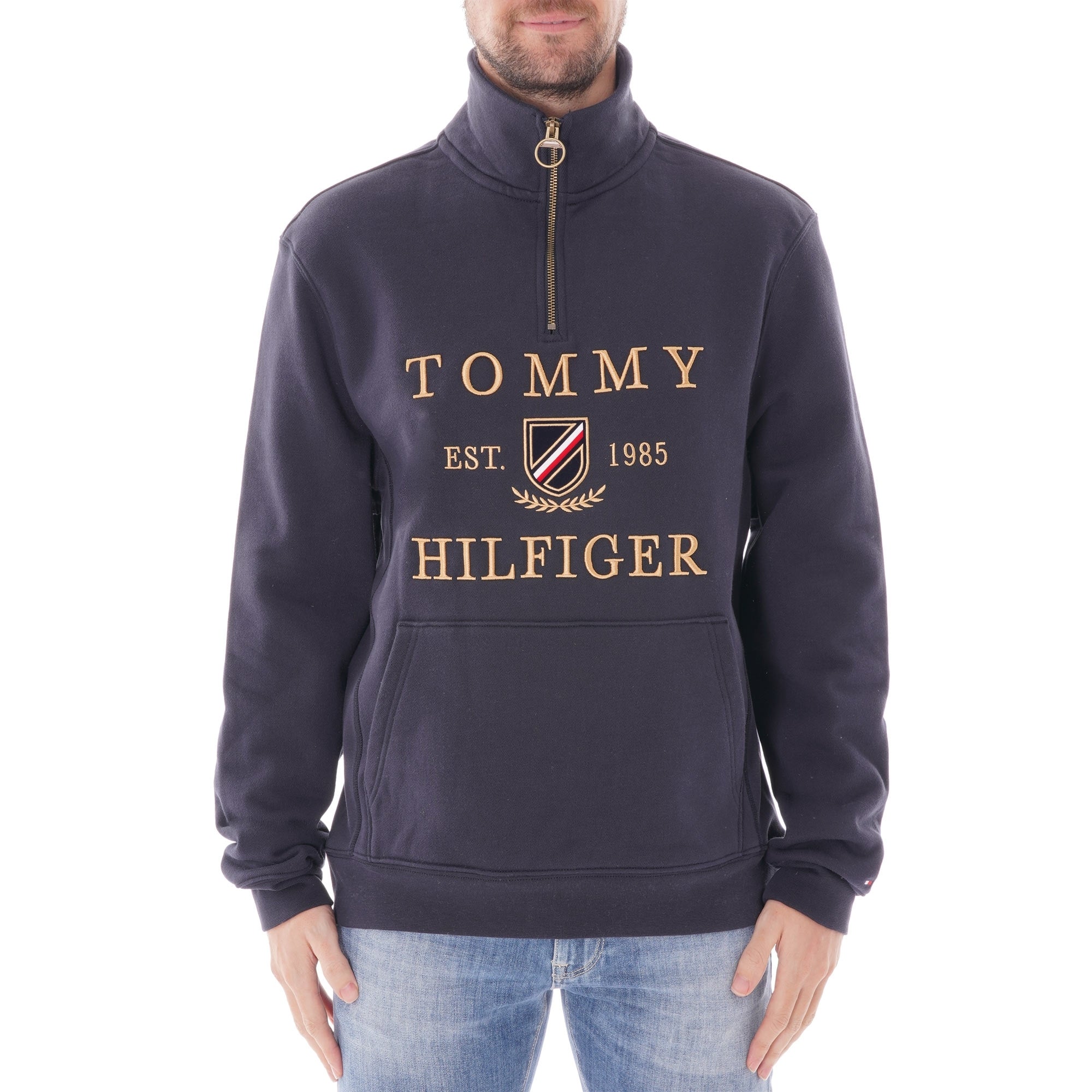 Tommy Hilfiger Icon Logo Mock Neck - Sky Captain
