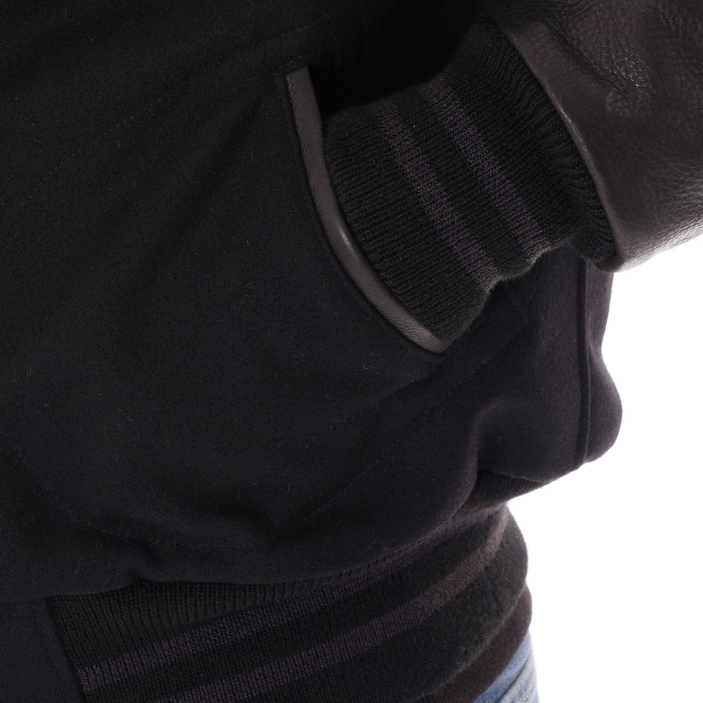 Golden Bear Snap Front Varsity Jacket - Black