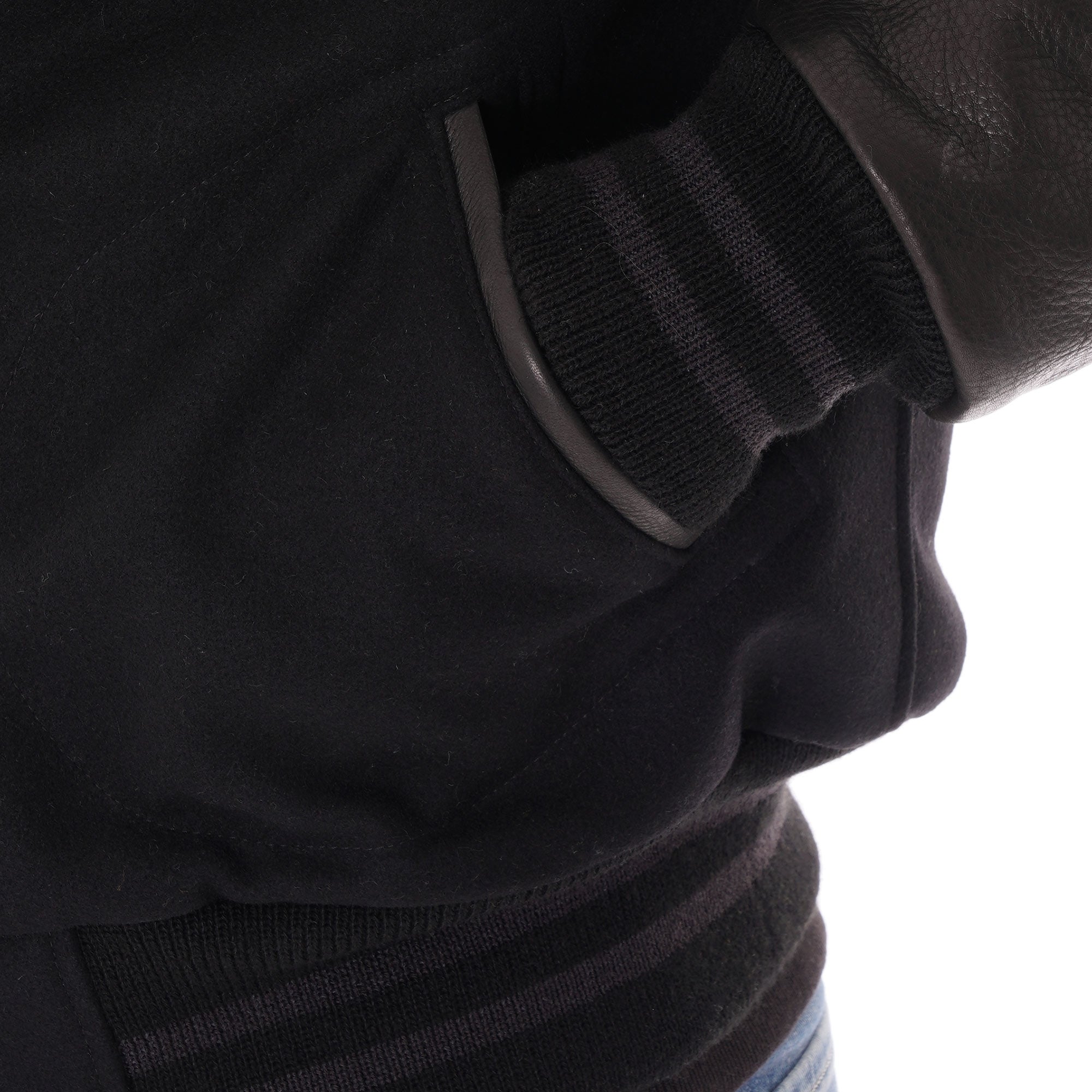 Golden Bear Snap Front Varsity Jacket - Black
