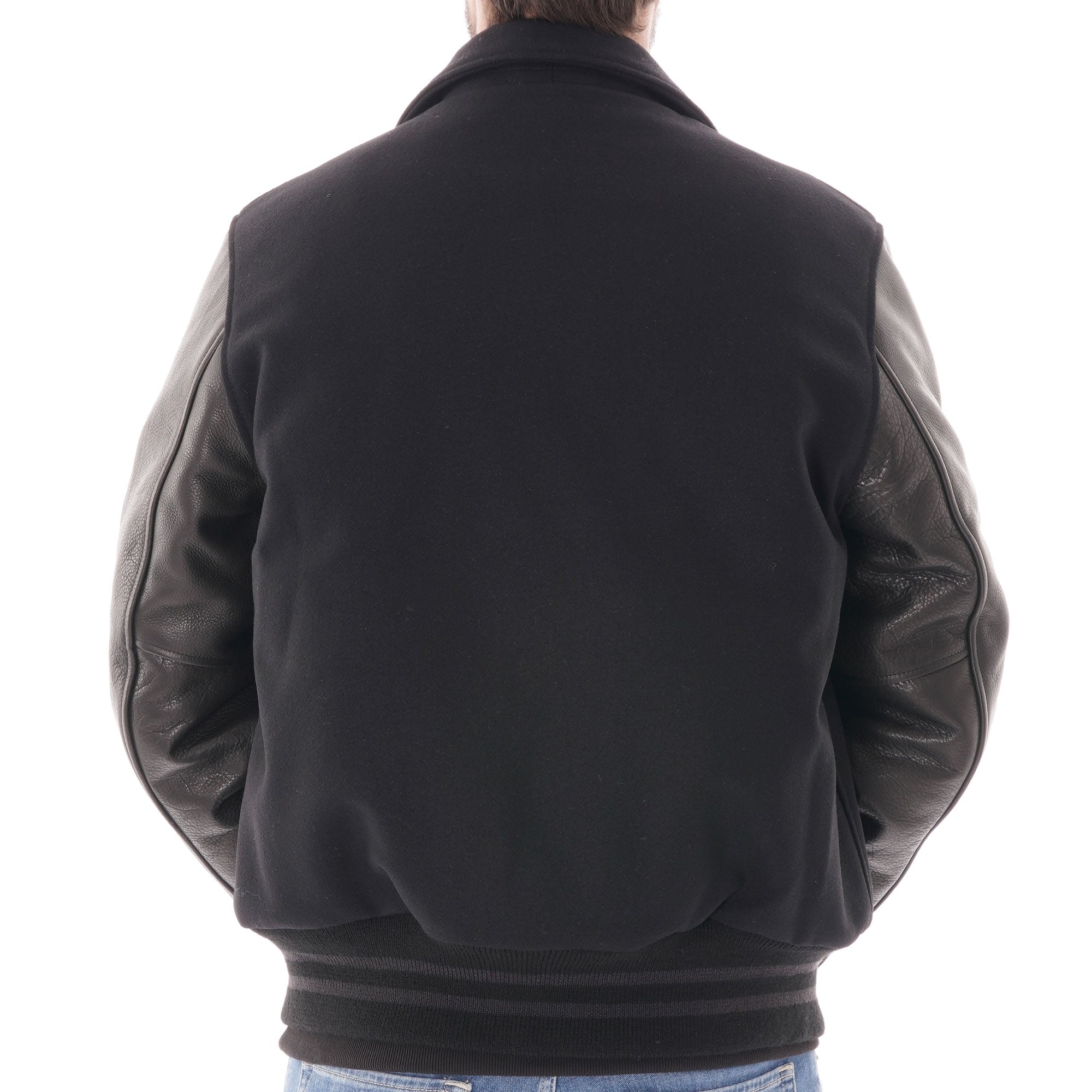 Golden Bear Snap Front Varsity Jacket - Black