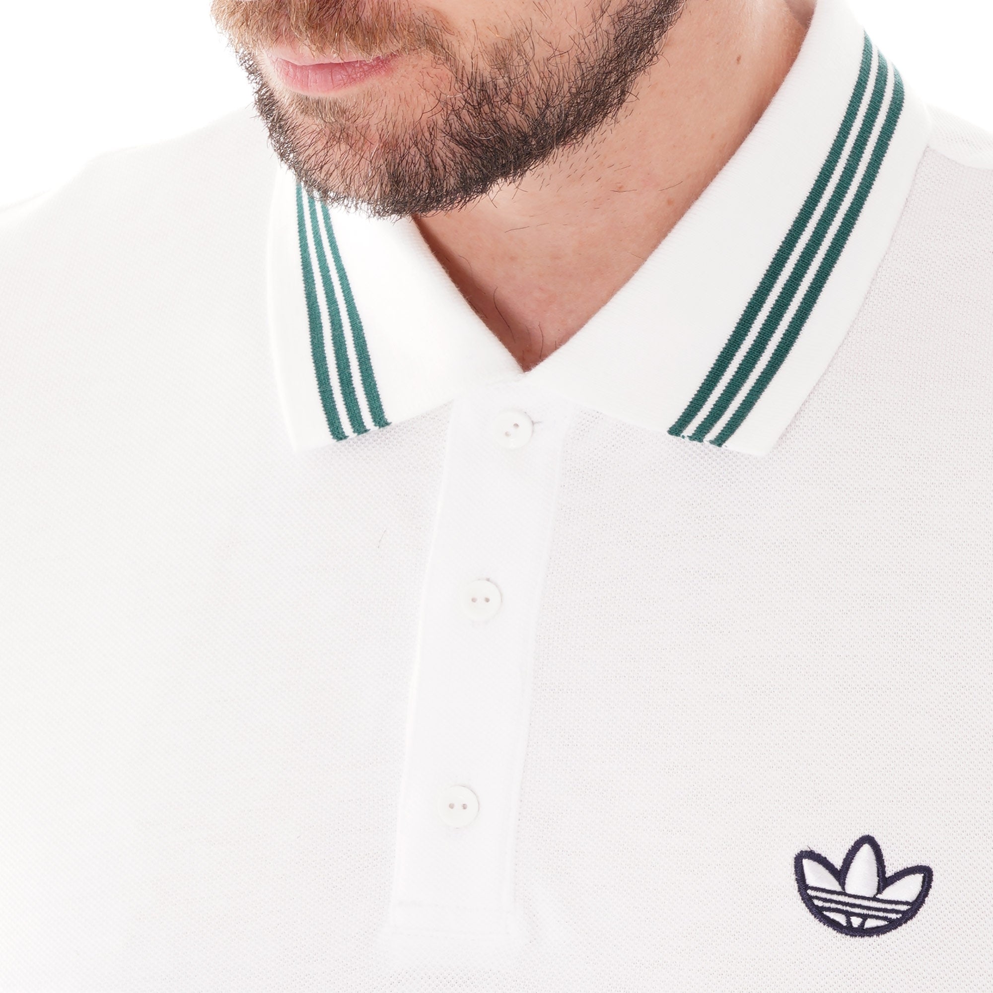 Adidas Originals Samstag Colorblock Poloshirt - White and Green