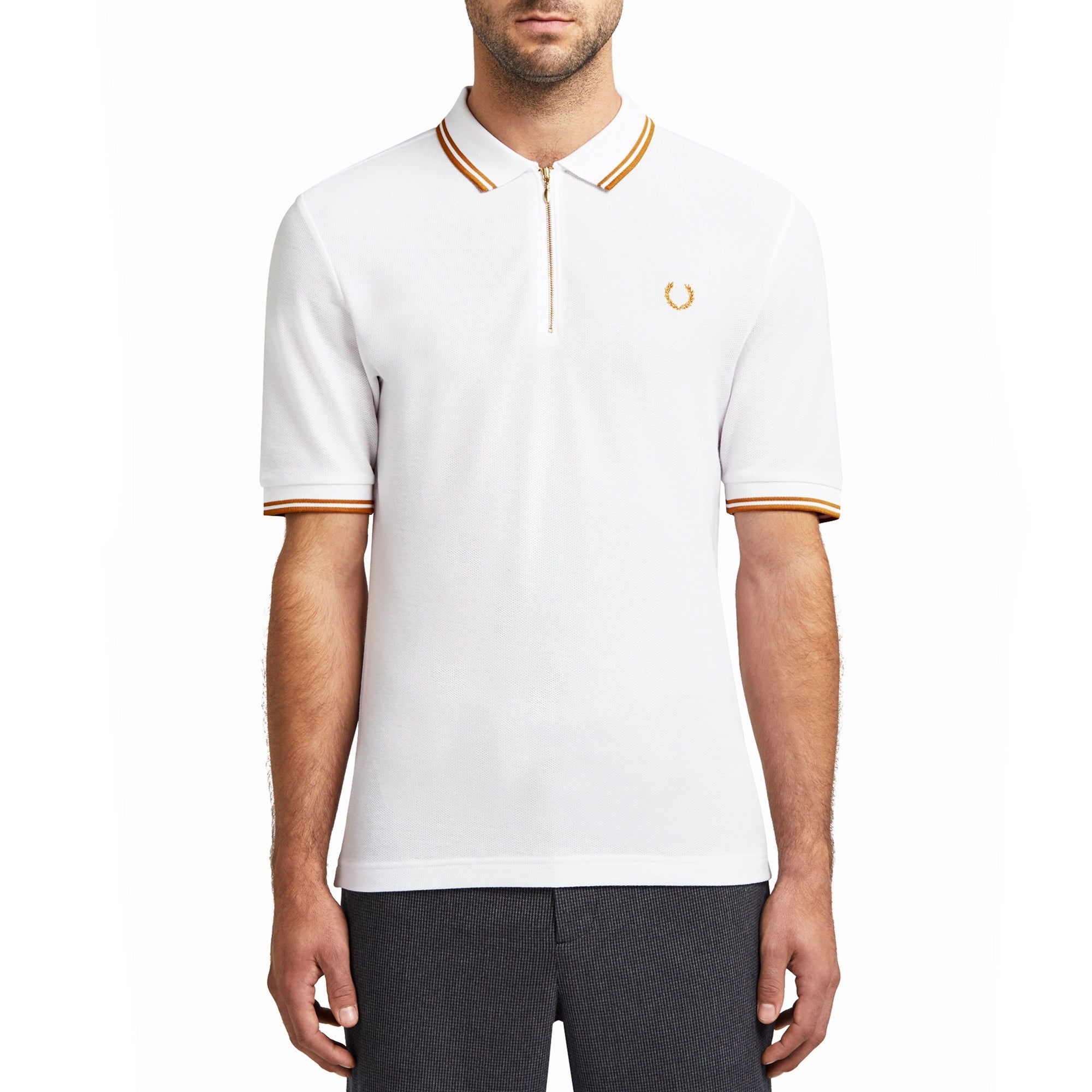 Fred Perry x Miles Kane Zip Textured Polo Shirt - White – Stuarts