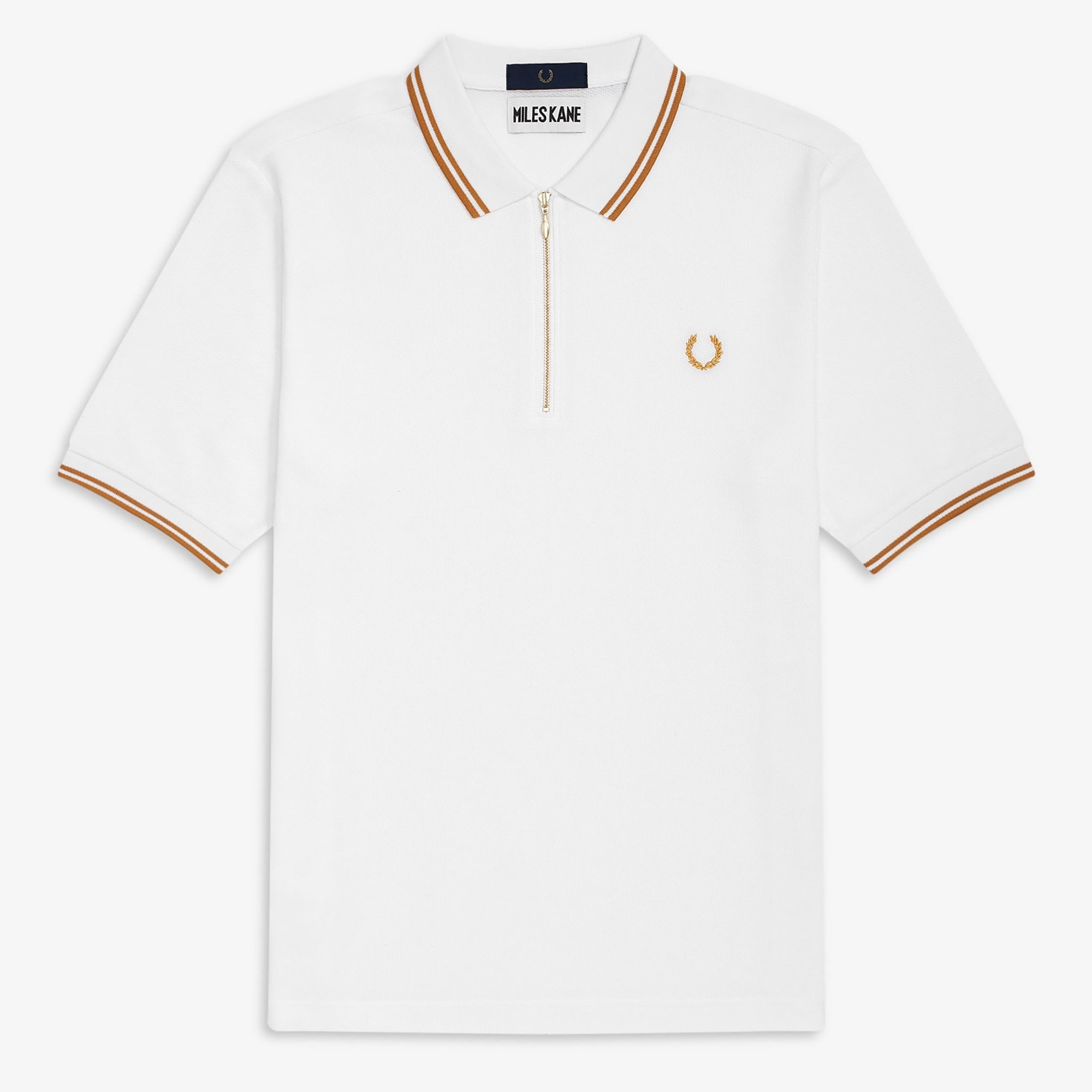 Fred Perry x Miles Kane Zip Textured Polo Shirt - White – Stuarts