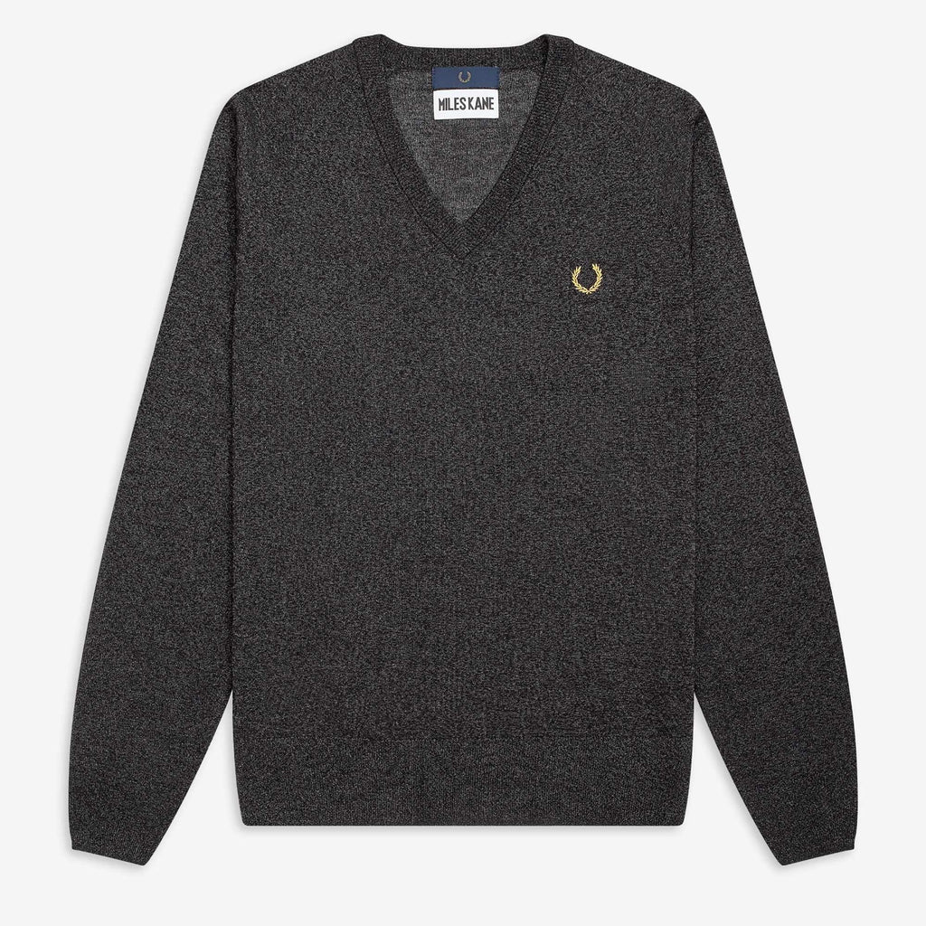 Fred Perry x Miles Kane Metallic V-Neck Jumper - Gunmetal