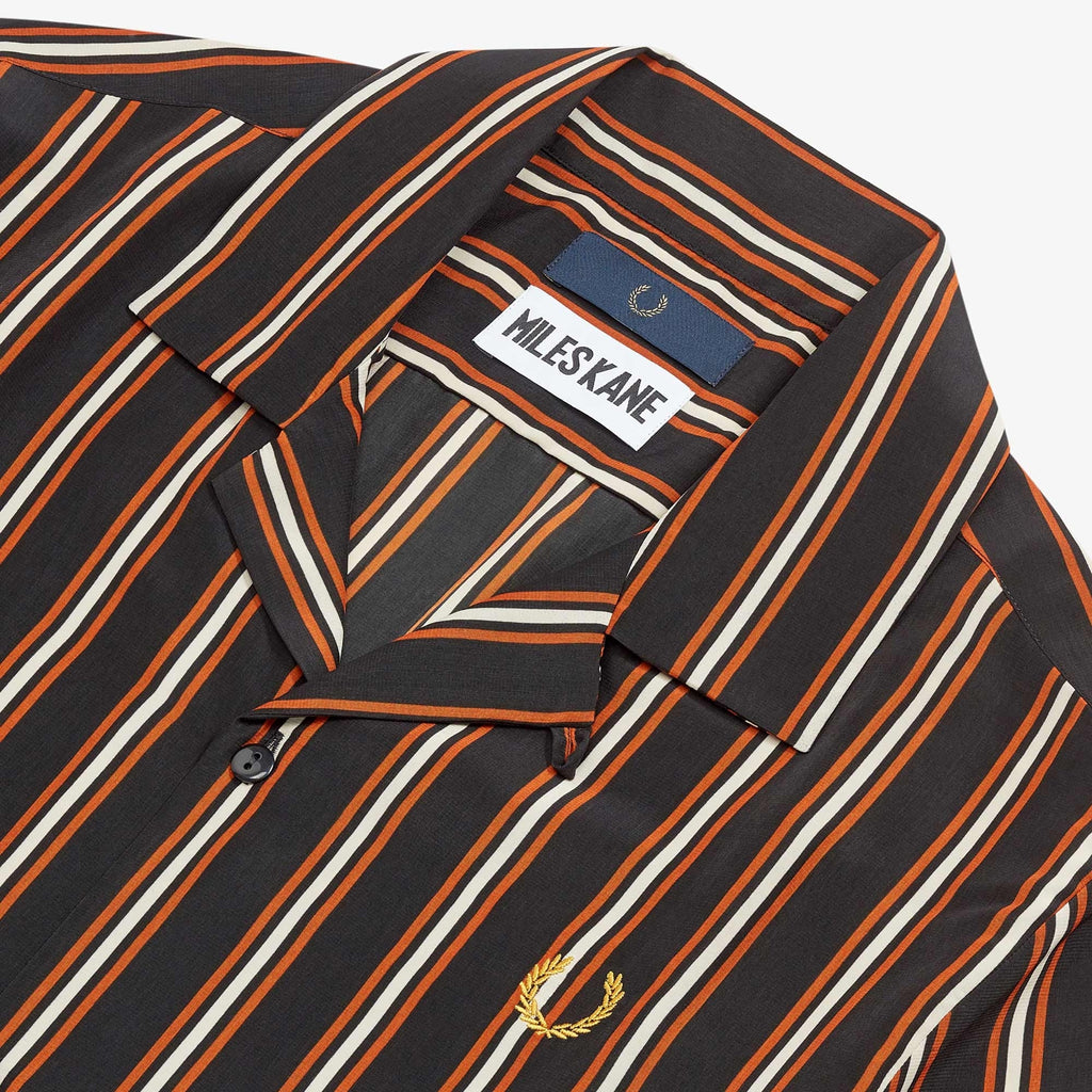 Fred Perry x Miles Kane Striped Bowling Shirt - Brown
