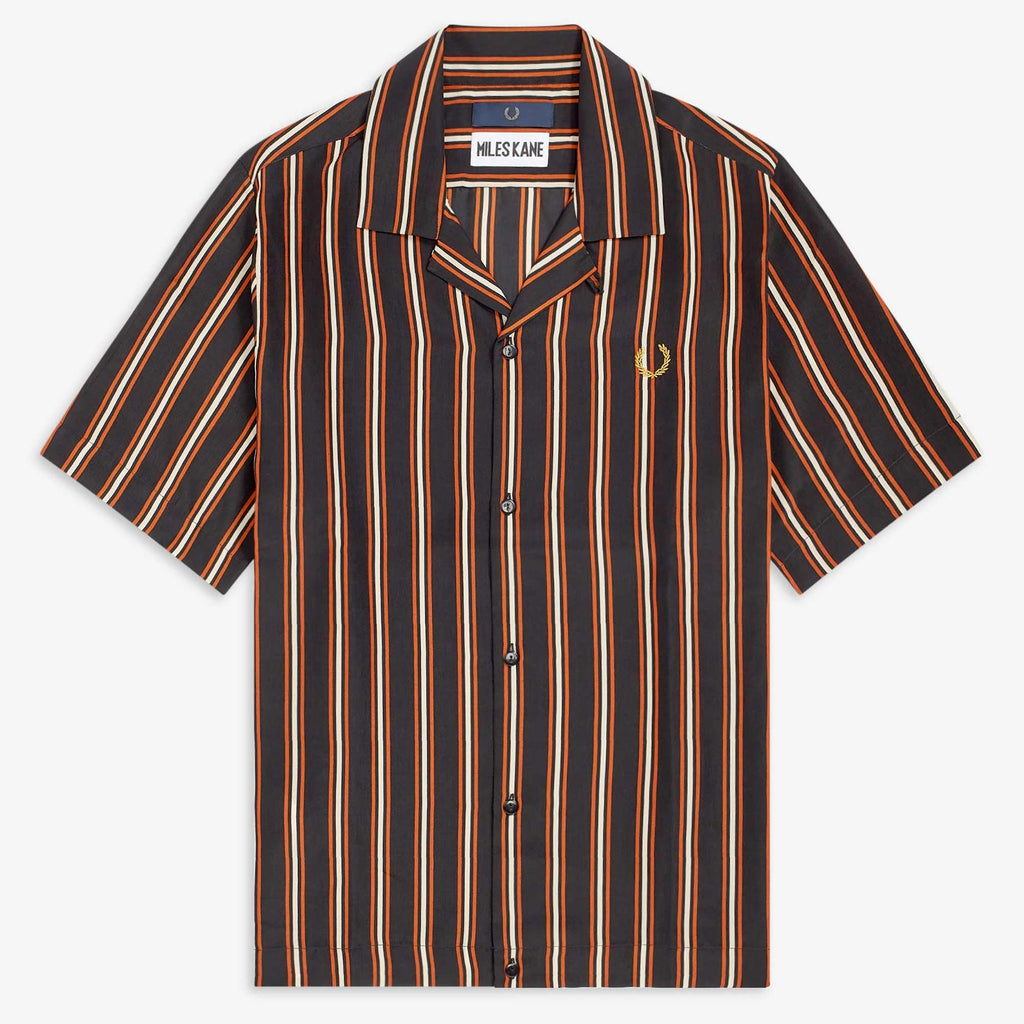 Fred Perry x Miles Kane Striped Bowling Shirt - Brown