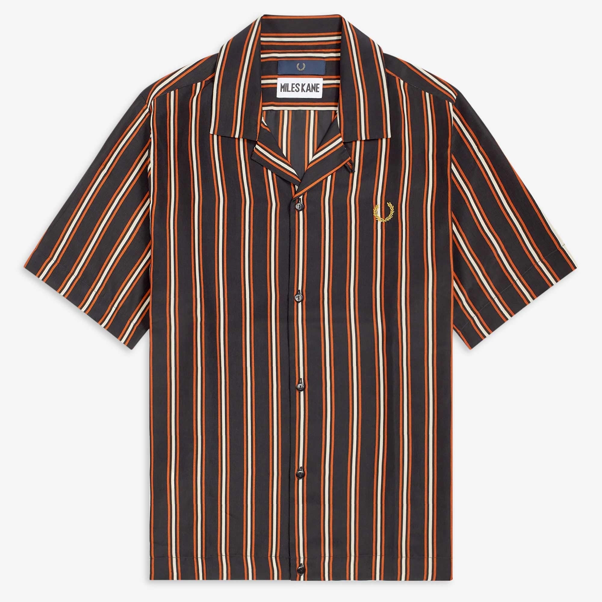 Fred Perry x Miles Kane Striped Bowling Shirt - Brown