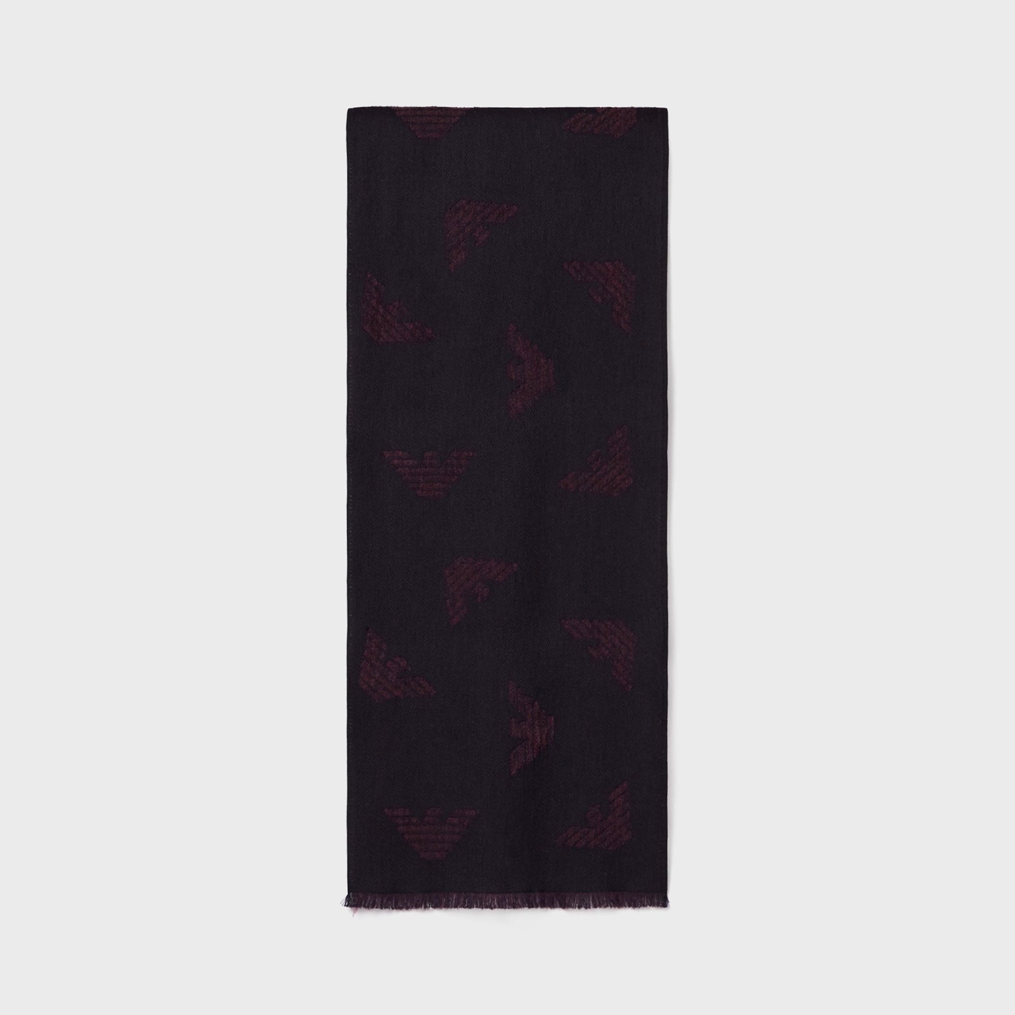 Emporio Armani Embroidered Logo Scarf - Nero