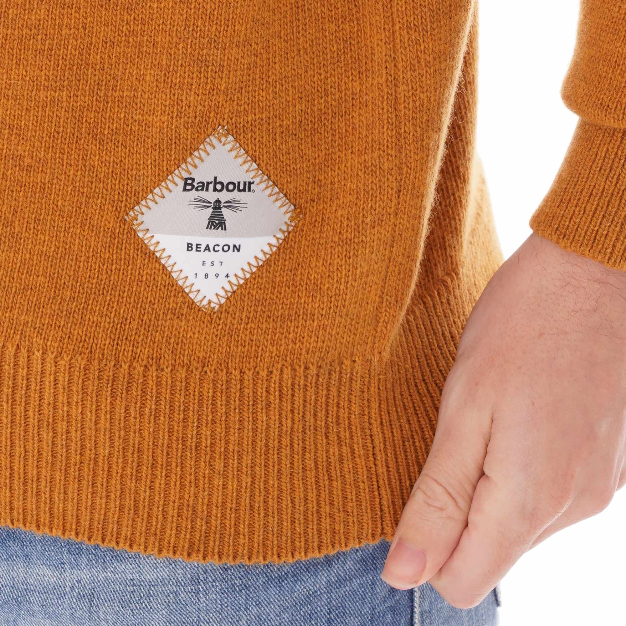 Barbour Beacon Lambswool Crew Neck Sweater - Copper