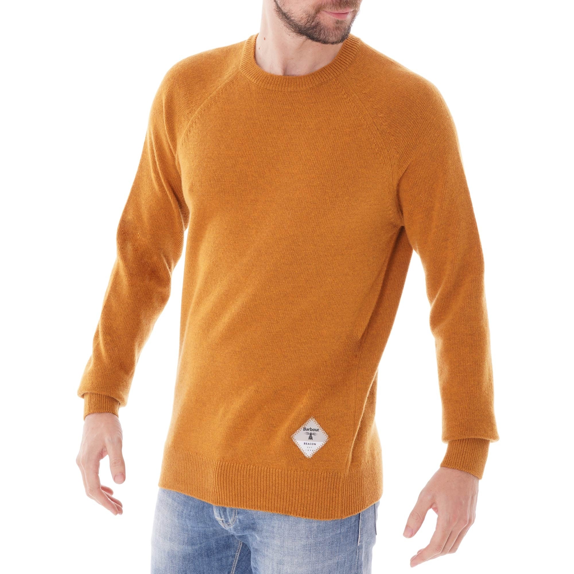 Barbour Beacon Lambswool Crew Neck Sweater - Copper