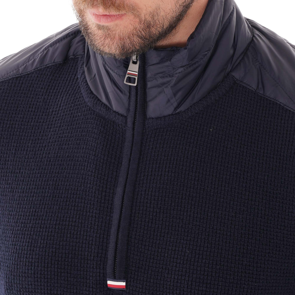 Tommy Hilfiger Half Zip Shoulder Patch Jumper - Sky Captain