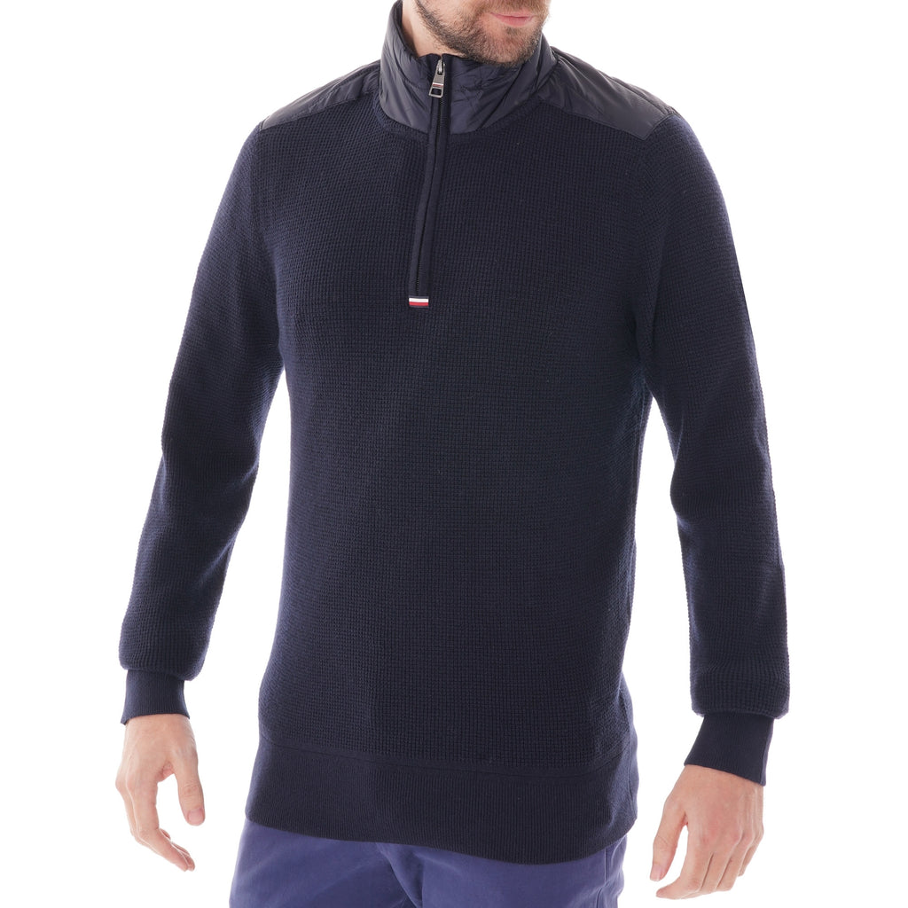 Tommy Hilfiger Half Zip Shoulder Patch Jumper - Sky Captain