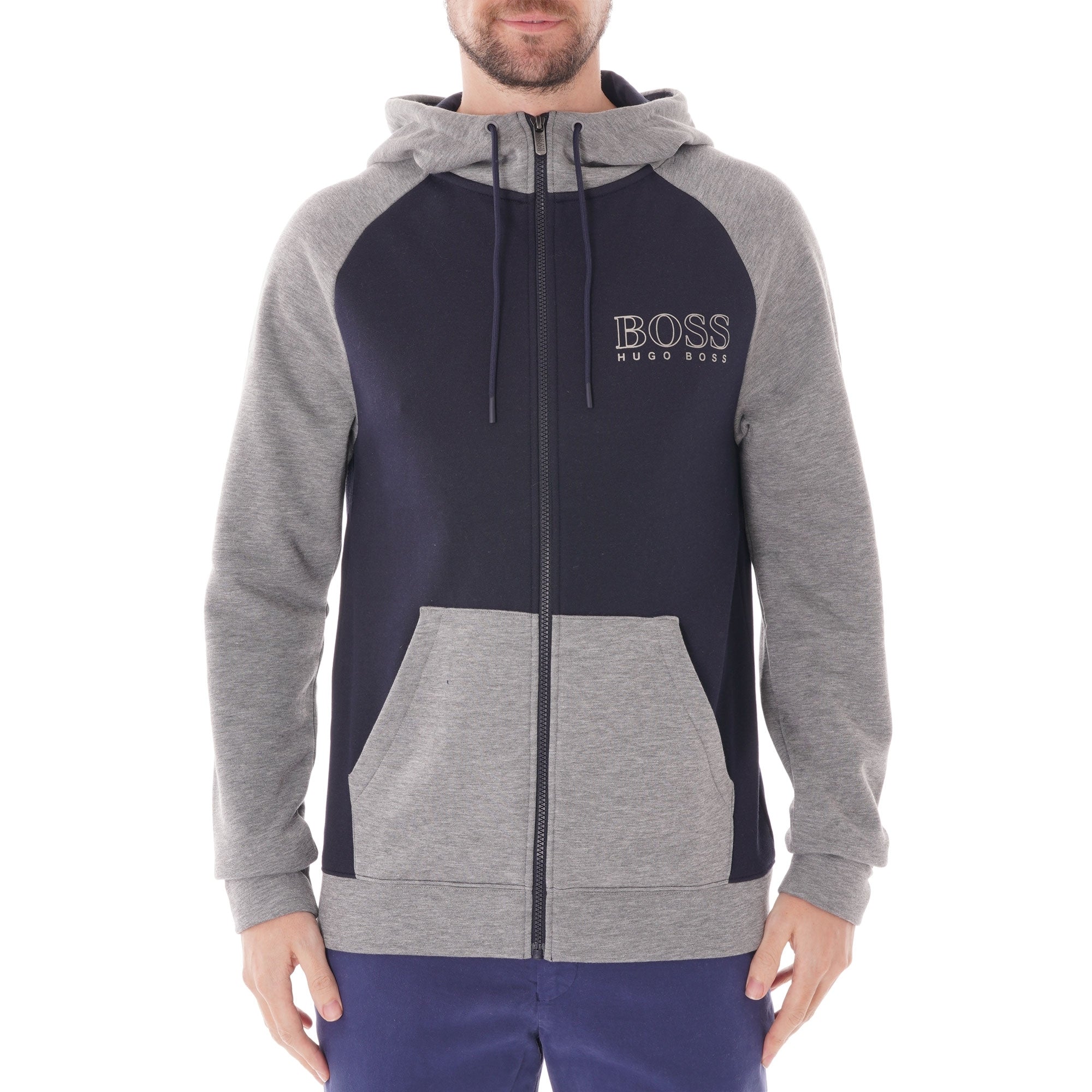 Boss Hooded Colour-Block Contemp Jacket - Dark Blue